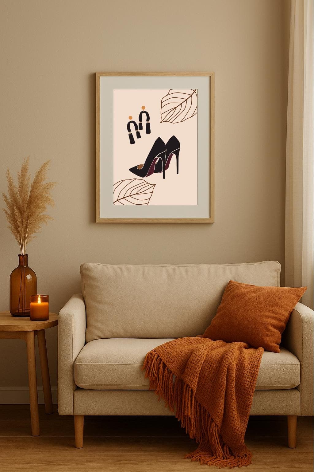 Minimalist Heels & Earrings Wall Art Print – Chic Fashion Autumn Edit Decor, Neutral Boho Home Poster – Free Gift Included - image 3
