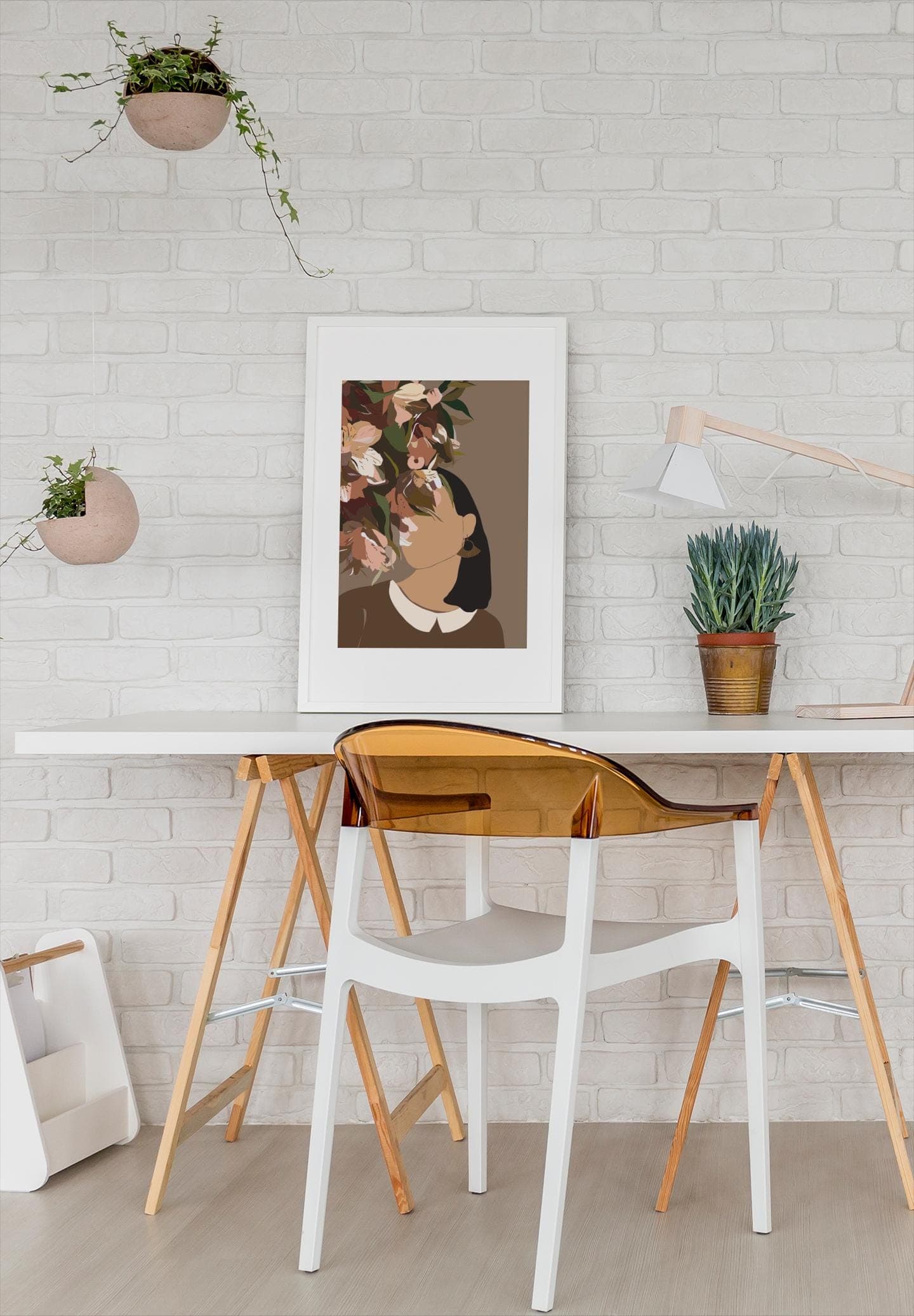 Floral Woman Art Print – Minimalist Botanical Boho Illustration, Neutral A3 Wall Poster - image 4