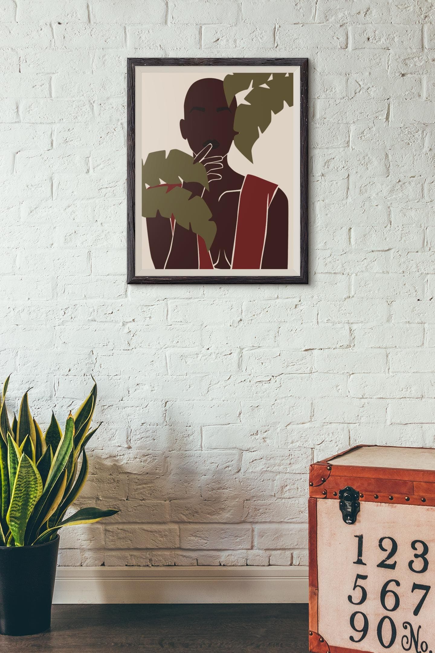 Woman Trio Wall Art Prints, Minimalist Brown Gold Portrait Set of 3, Modern Boho Illustration, Botanical Neutral Home Decor - image 3