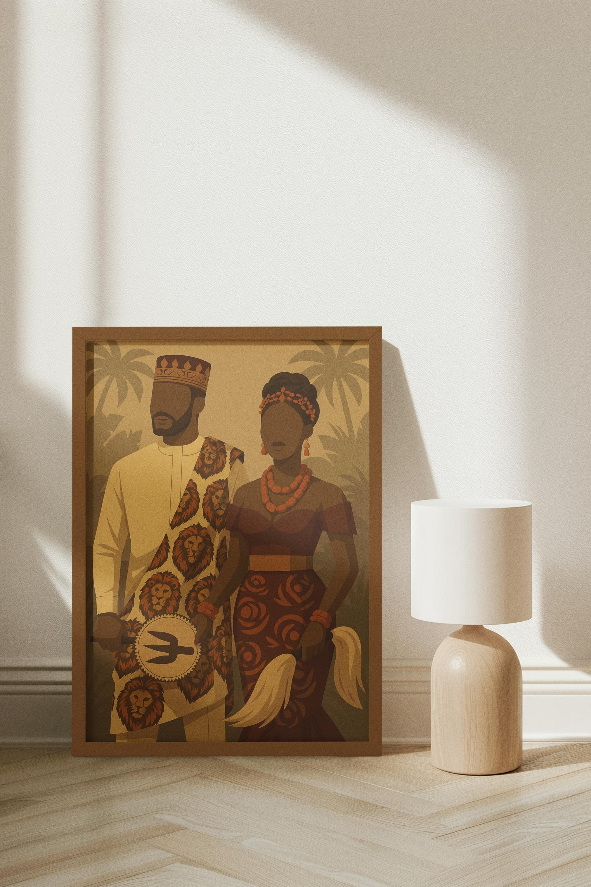 Neutral Couple Art Print – Modern Afrocentric Illustration, Digital Download + Free Phone Wallpaper - image 4