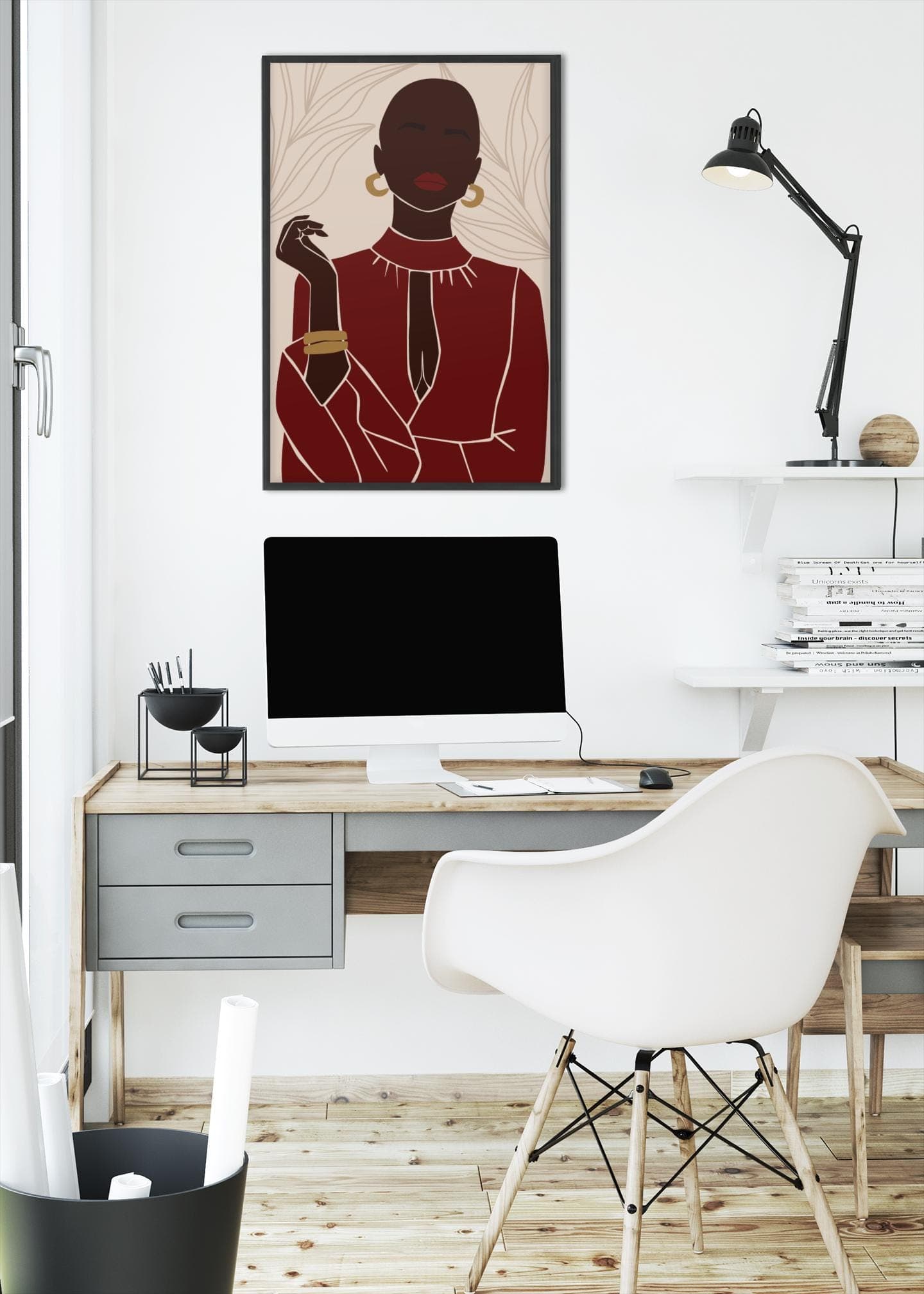Afrocentric Fashion Art Print – Black Woman in Red, Empowering Wall Art Poster - image 4