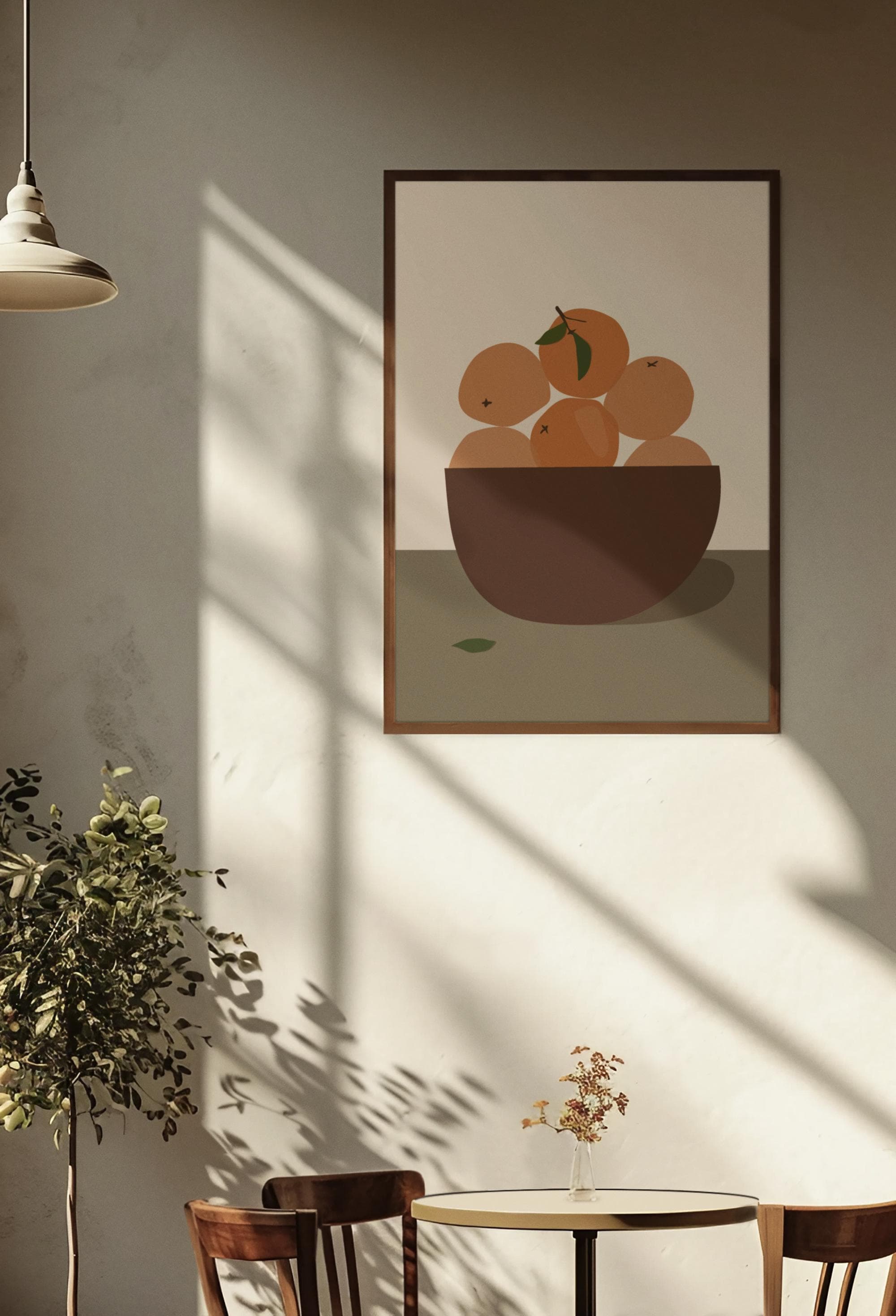 Minimalist Fruit Bowl Art Print – Modern Kitchen Still Life, Neutral A3 Poster
