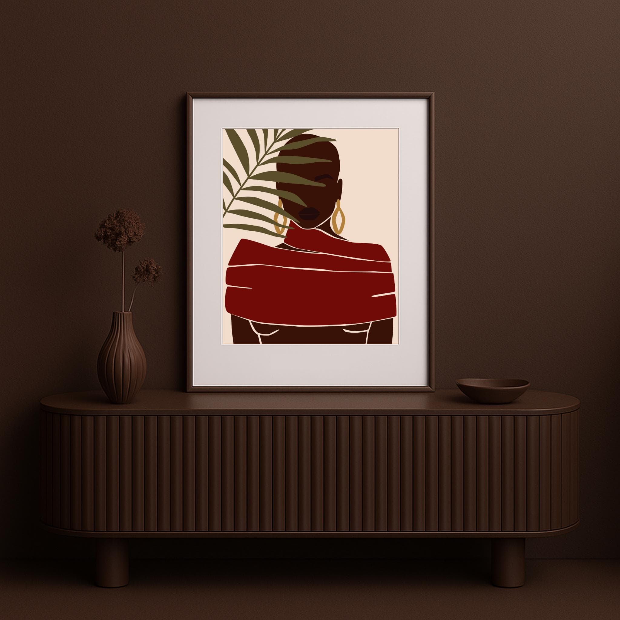 Black Woman Botanical Art Print – Afrocentric Modern Wall Decor, Bold Cultural Illustration - image 5