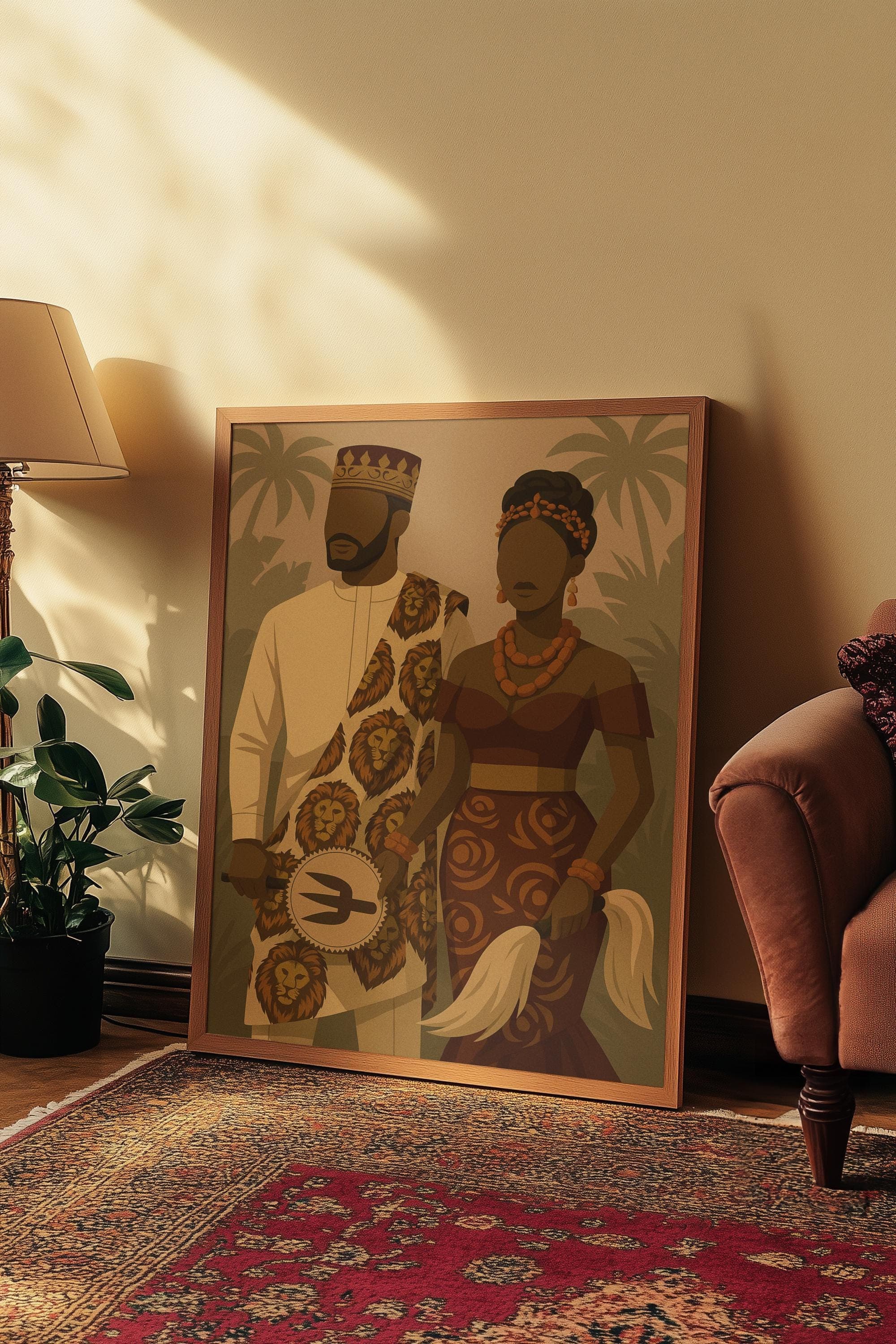 Neutral Couple Art Print – Modern Afrocentric Illustration, Digital Download + Free Phone Wallpaper - image 5