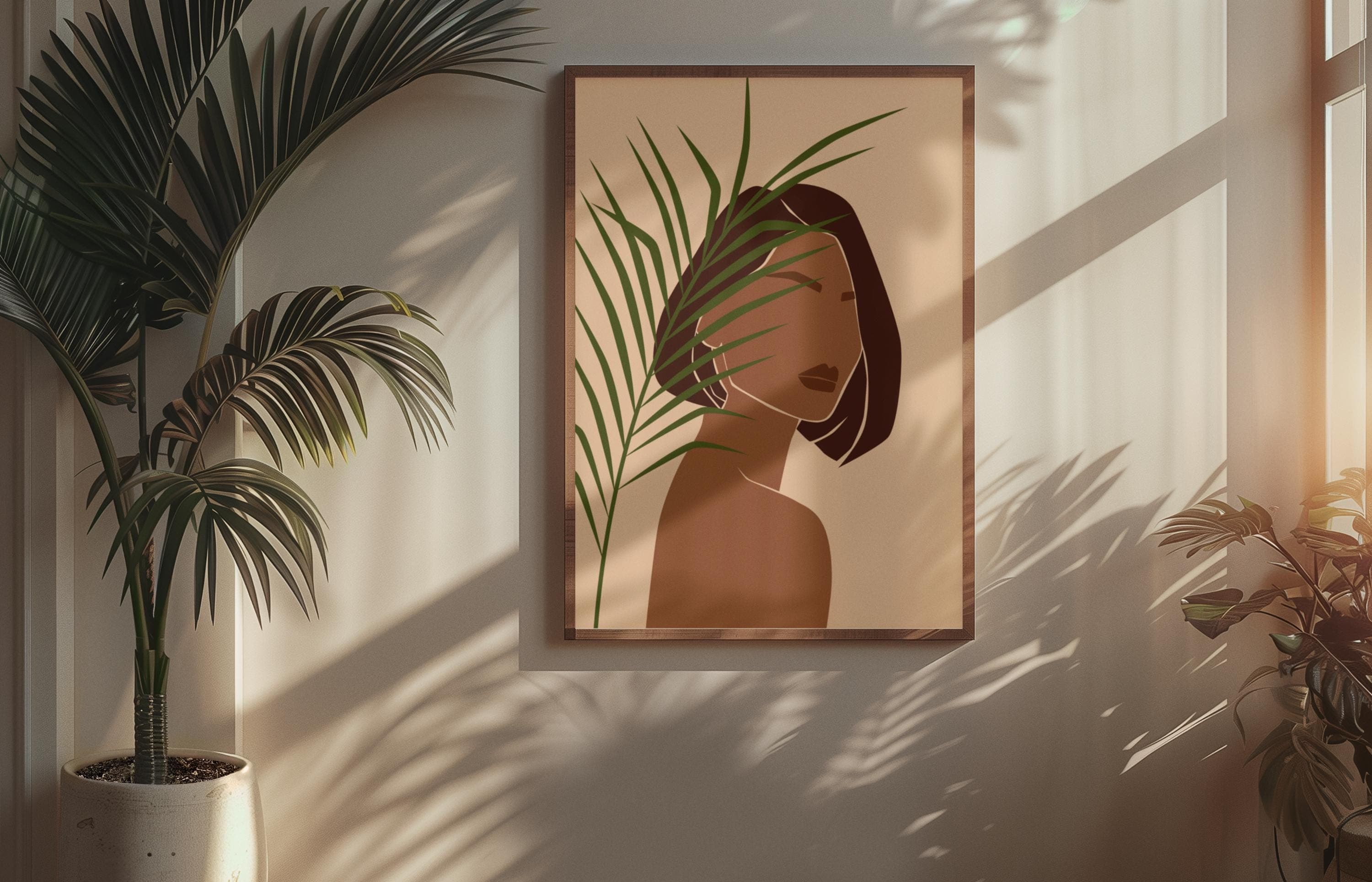 Fashion Portrait Print – Tropical Woman Illustration, Digital Download (A3/A4 + Free Phone Wallpaper) - image 3