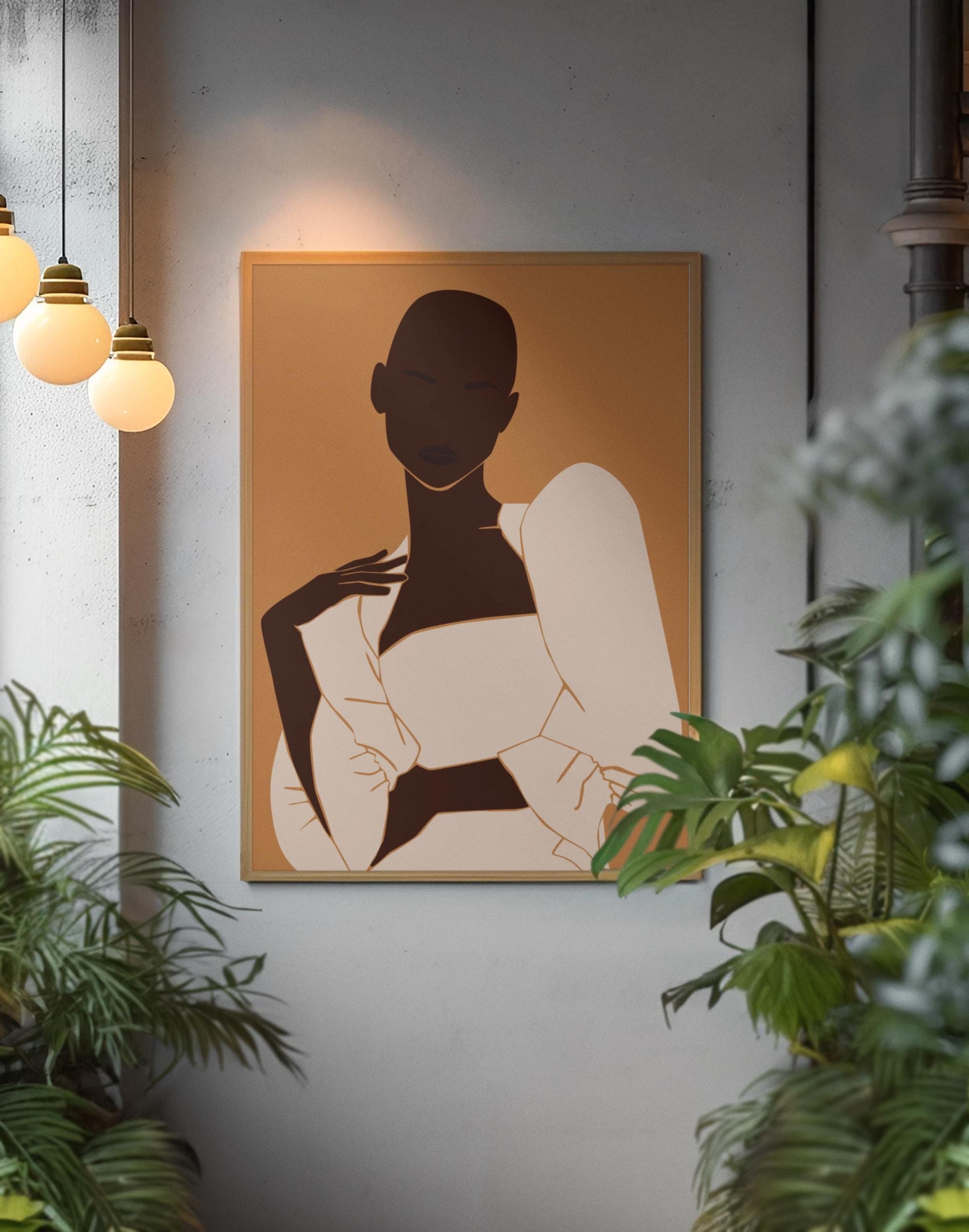 Afrocentric Portrait Art Print – Black Woman in Earth Tones, Modern Boho Wall Decor - image 5