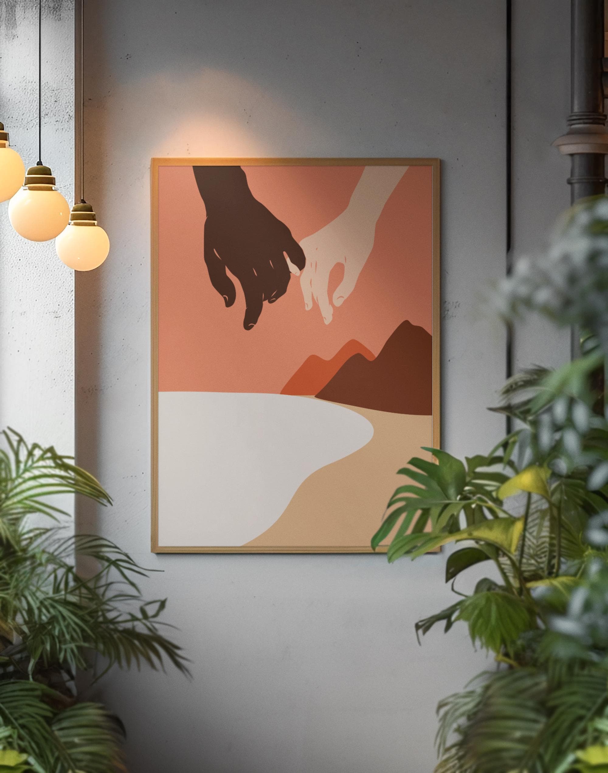 Couple Holding Hands Abstract Print – Modern Minimalist Romantic Wall Art (A3 Poster) - image 3