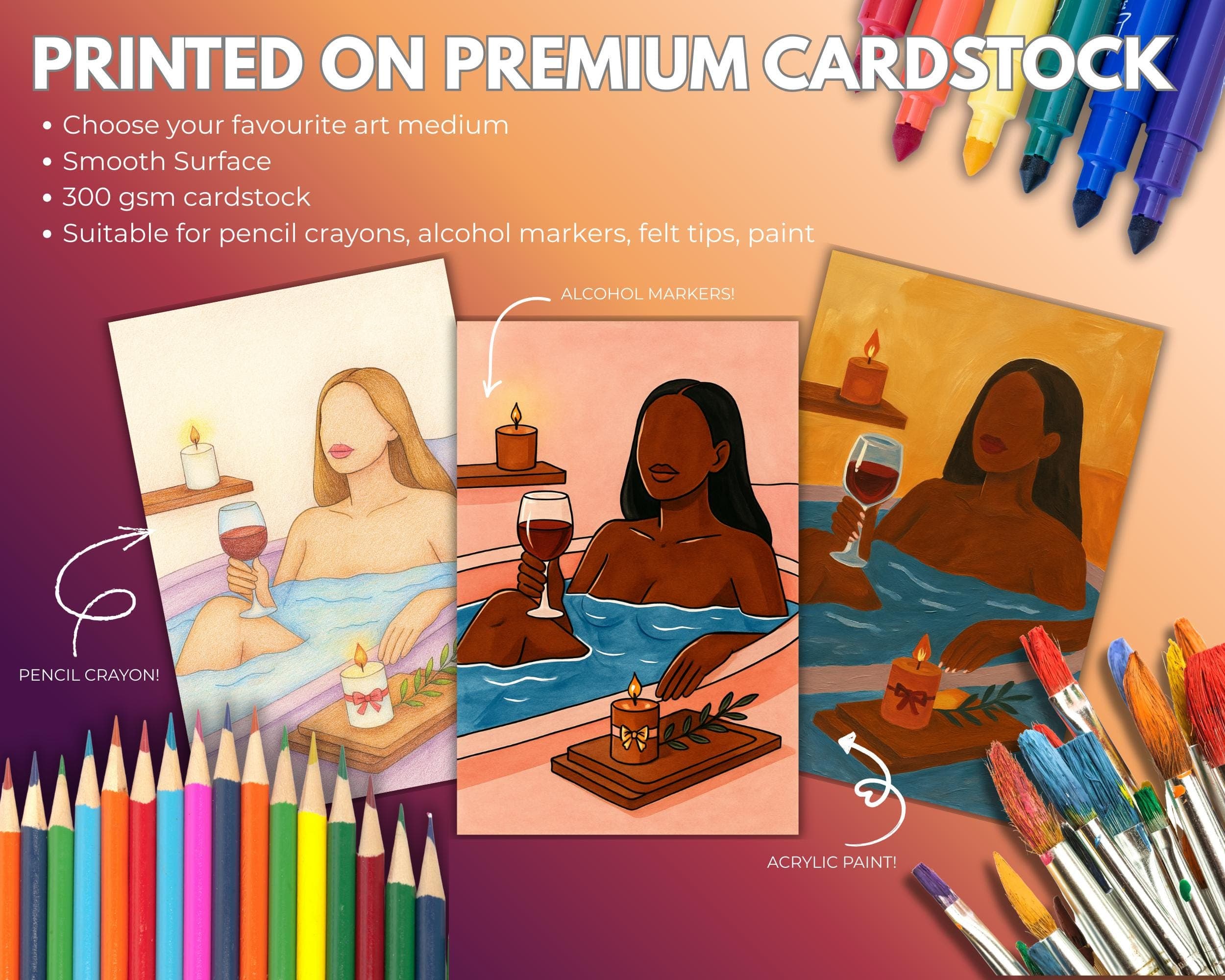 Black Woman Adult Teen Colouring Pages A4 Thick Cardstock 12 Sheets, Christmas Gift Self-Care Gift, Stress Relief, Markers Pencil Paint - image 4