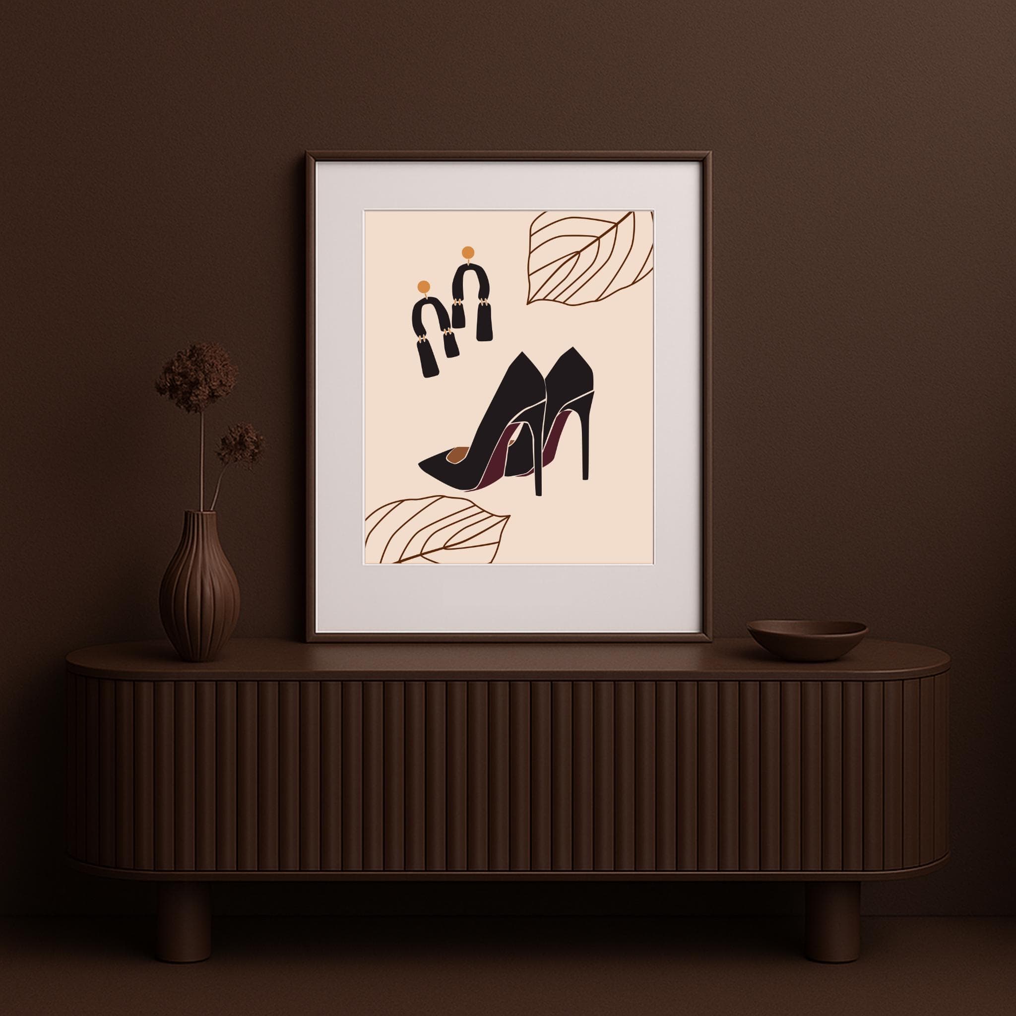 Minimalist Heels & Earrings Wall Art Print – Chic Fashion Autumn Edit Decor, Neutral Boho Home Poster – Free Gift Included - image 5