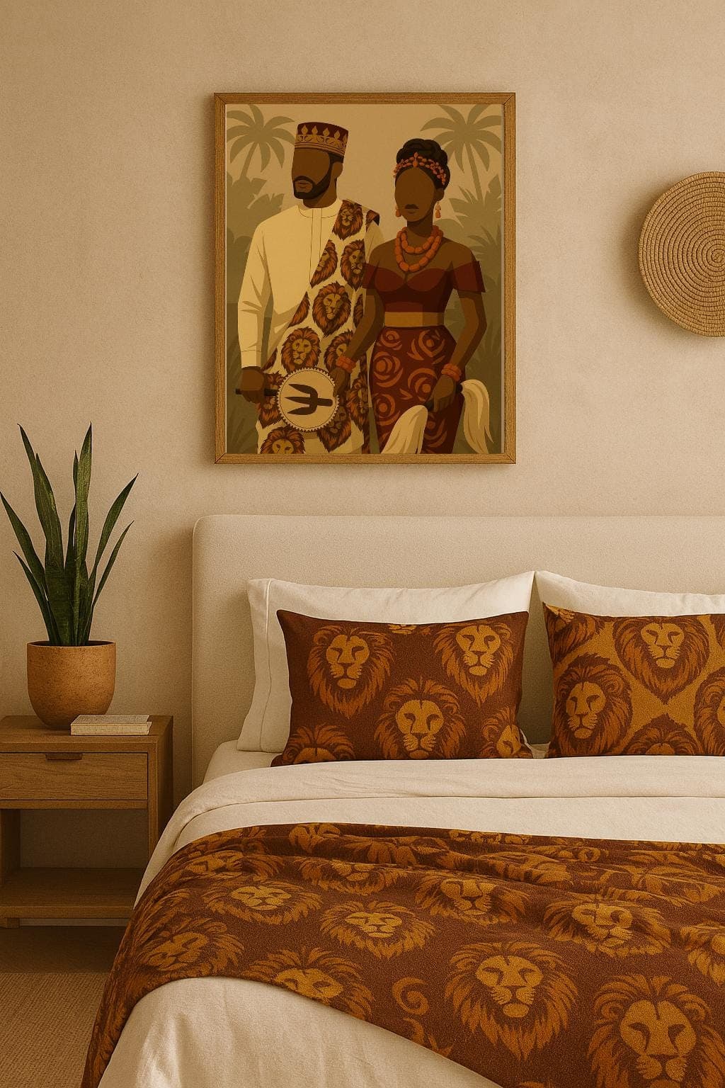 Neutral Couple Art Print – Modern Afrocentric Illustration, Digital Download + Free Phone Wallpaper - image 3