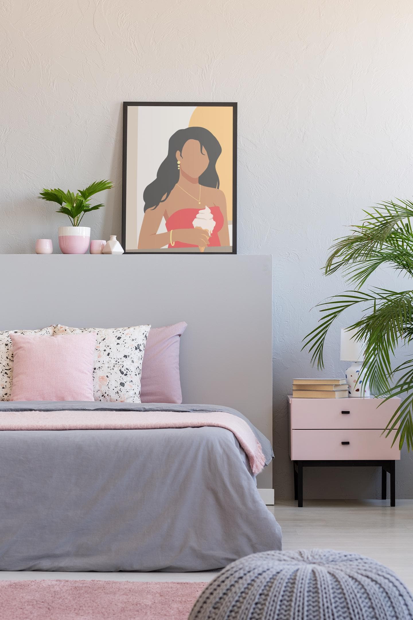 Minimalist Fashion Art Print – Woman in Coral Dress, Summer Gallery Wall Illustration - image 5