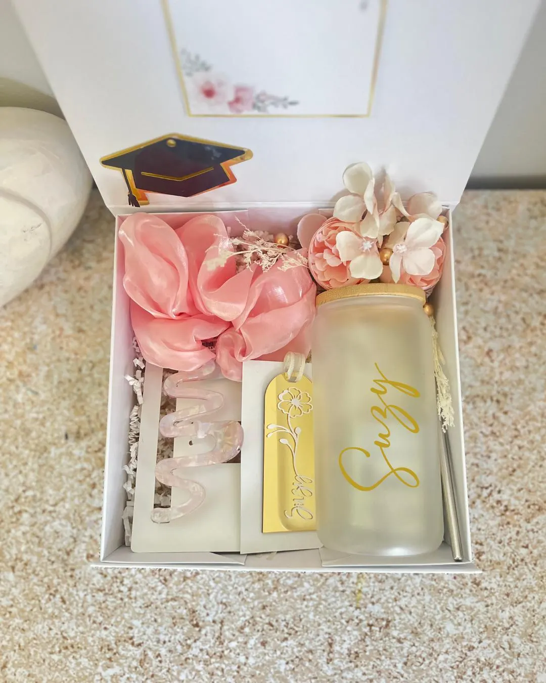 Personalized Graduation Gift Favor Box 2026 for her Keepsake Hamper with Name, Tumbler Bookmark Hair Accessory, Grad Present - image 4