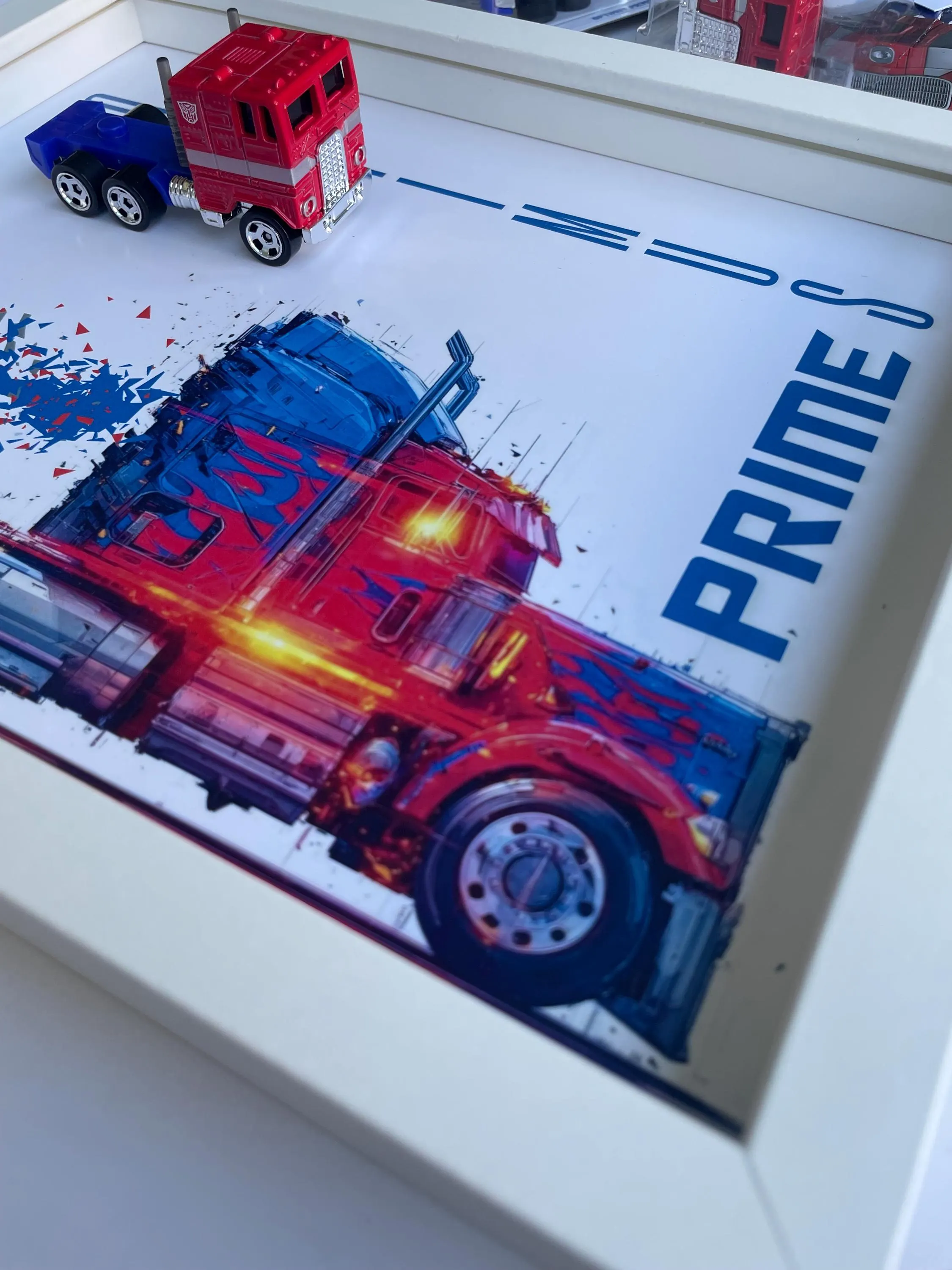 Hot Wheels Car 3D Frame: Optimus Prime Truck Die Cast Transformers Wall Decor