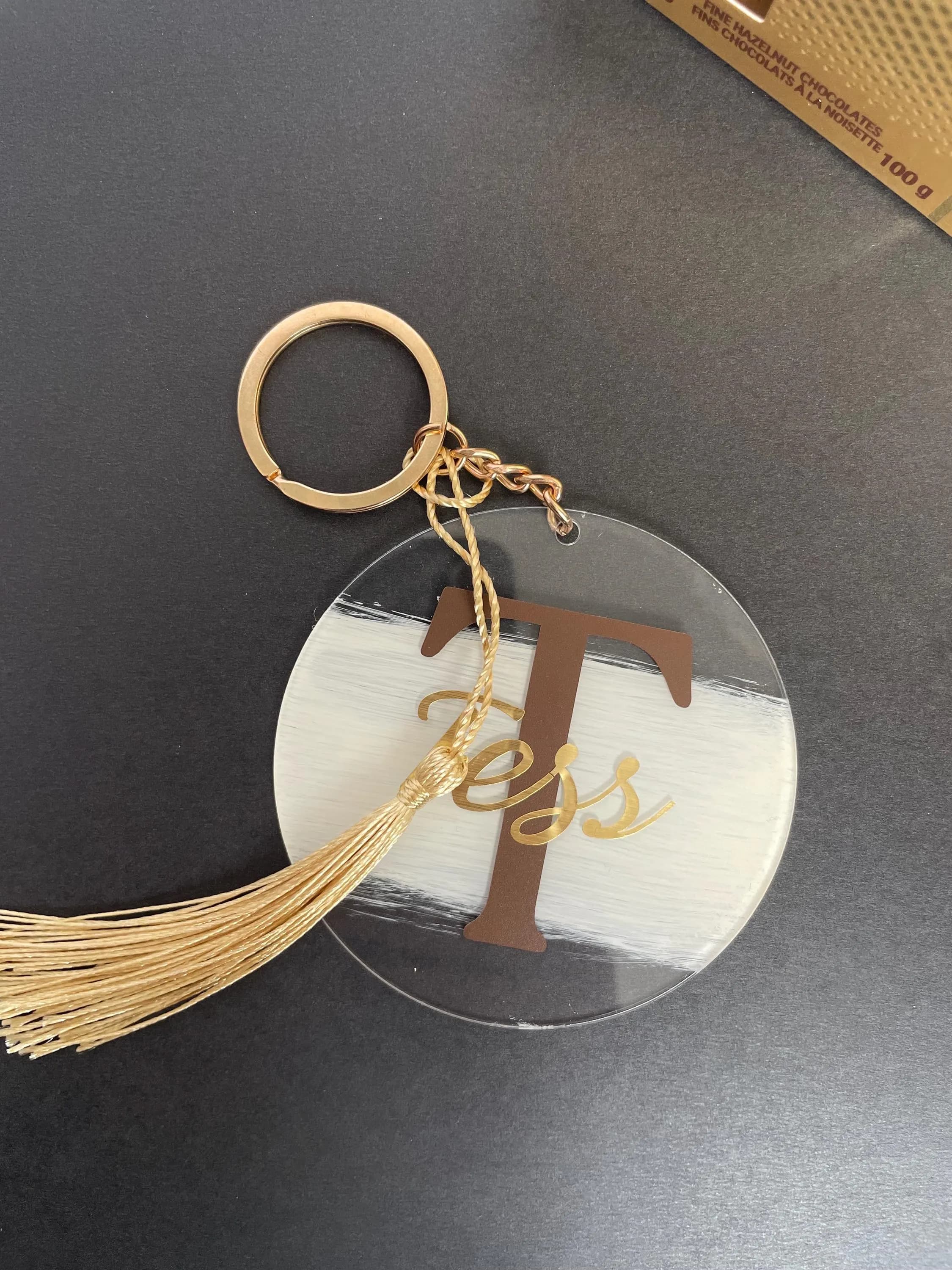 Personalized Acrylic Keychain with Initial & Tassel - Ramadan Eid Favor