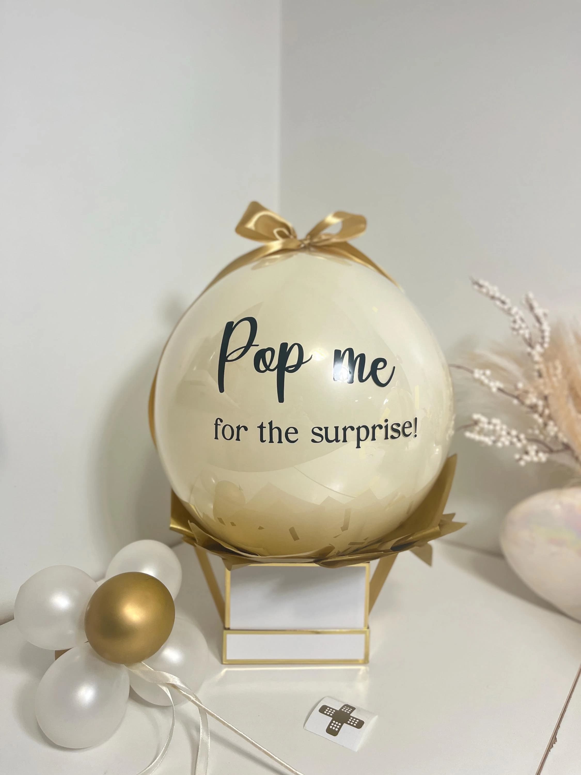 Pop Me Surprise Balloon Box, Personalized Reveal Bobo Balloon, Custom Message