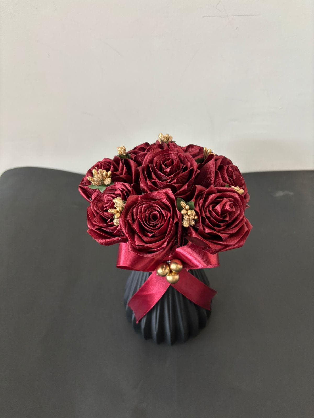 Handmade Satin Rose Bouquet, Eternal Flower Arrangement - image 4