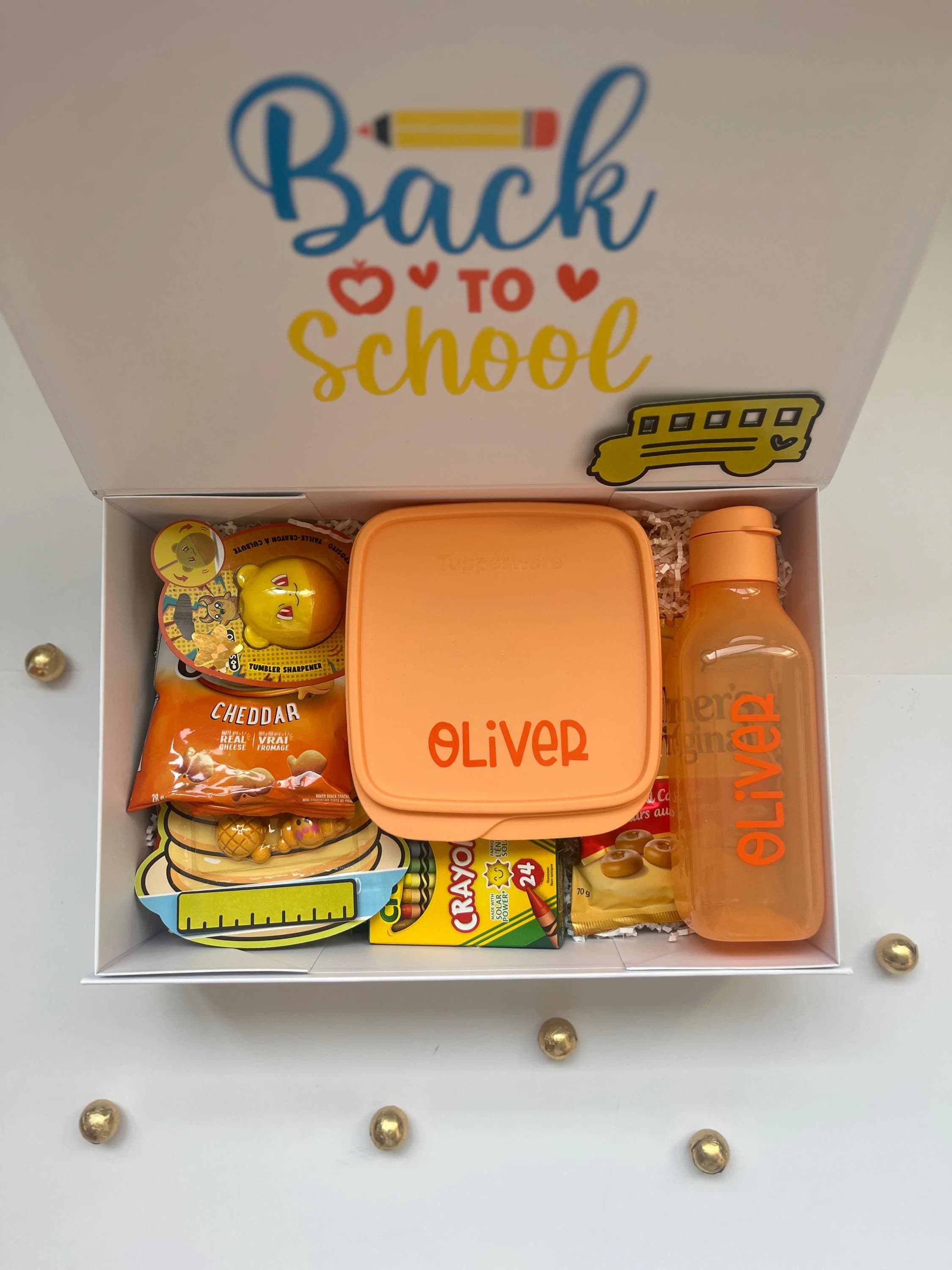 Personalized Back to School Gift Box, Custom School Hamper, First Day of School Gift, Kids Lunch Set, Student Care Package