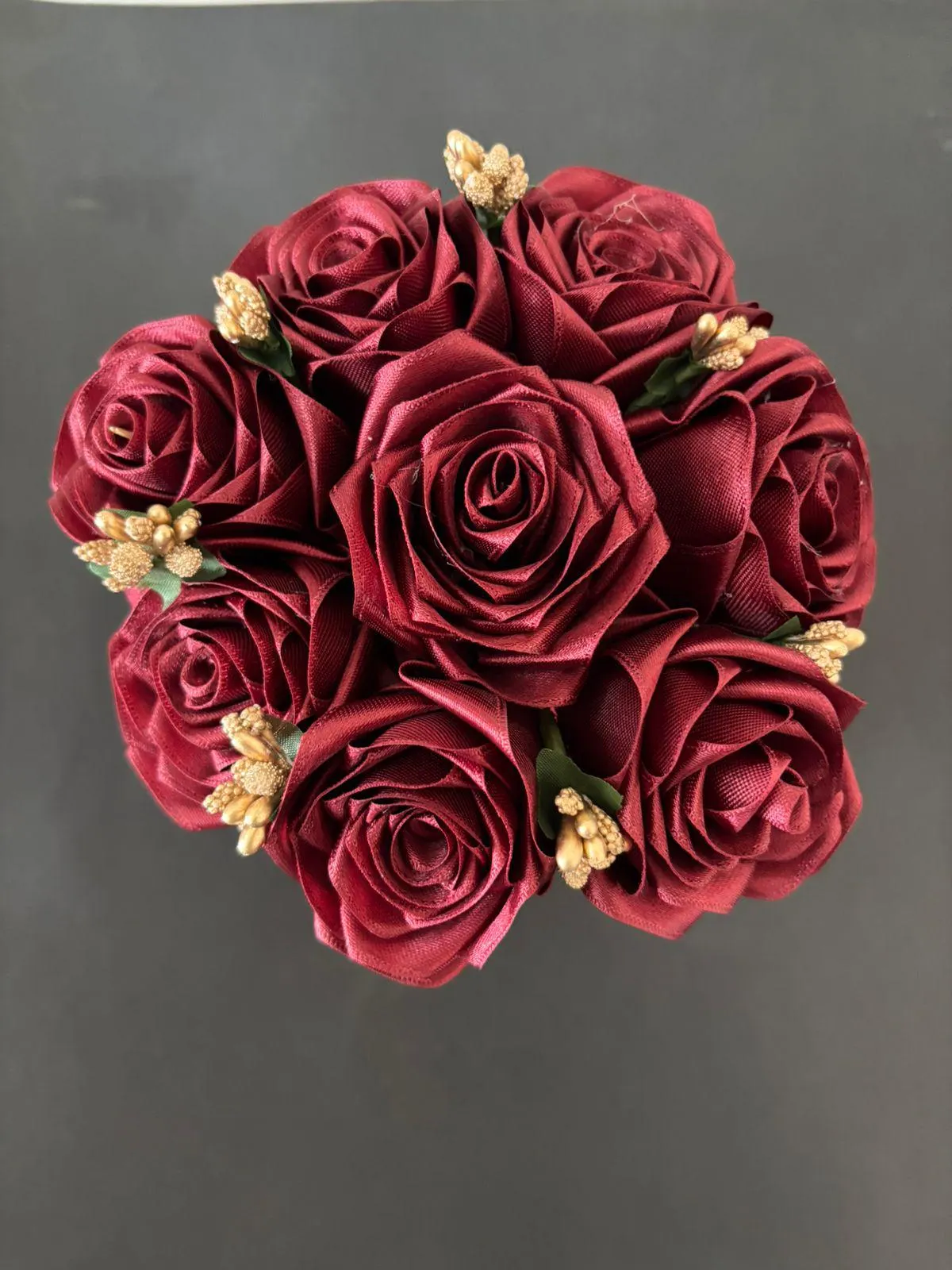 Handmade Satin Rose Bouquet, Eternal Flower Arrangement - image 2