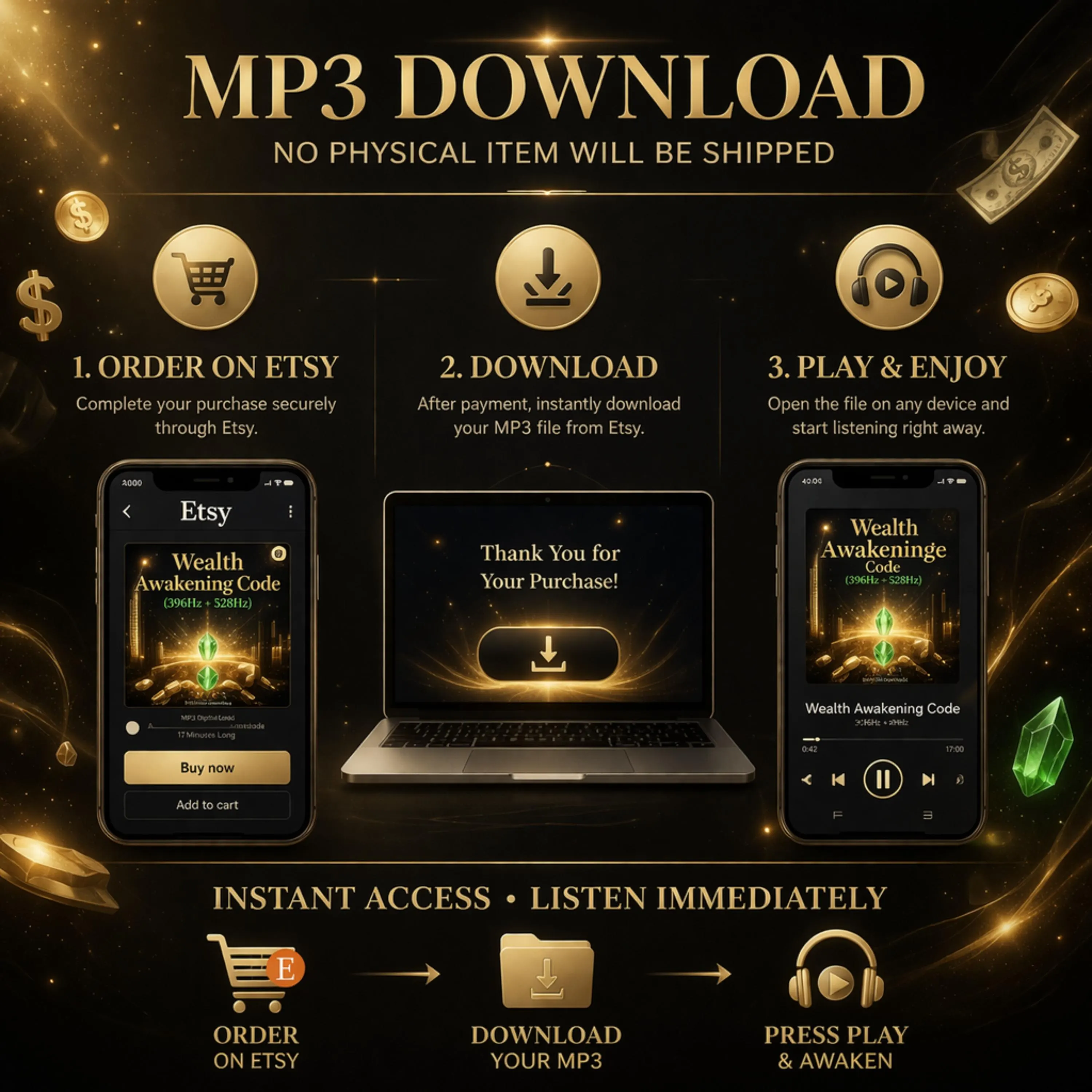 Deep Anxiety Healing Sound Therapy | 396Hz, 417Hz Frequencies (MP3 Digital Download) - image 2