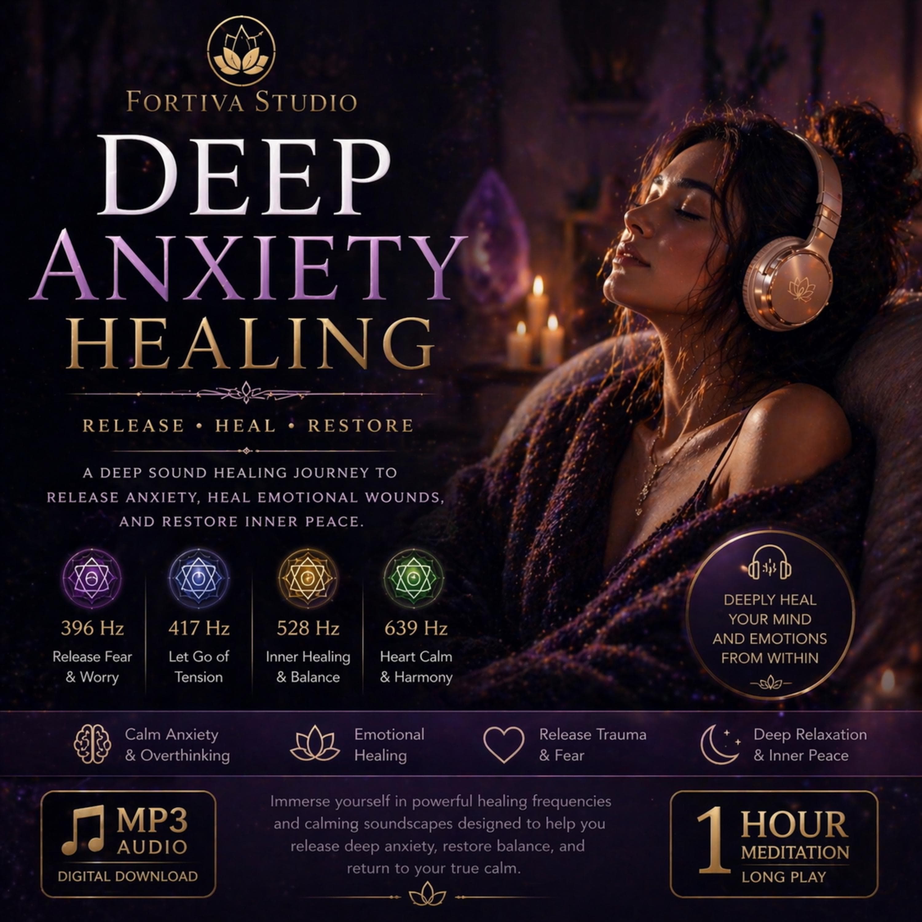 Deep Anxiety Healing Sound Therapy | 396Hz, 417Hz Frequencies (MP3 Digital Download)