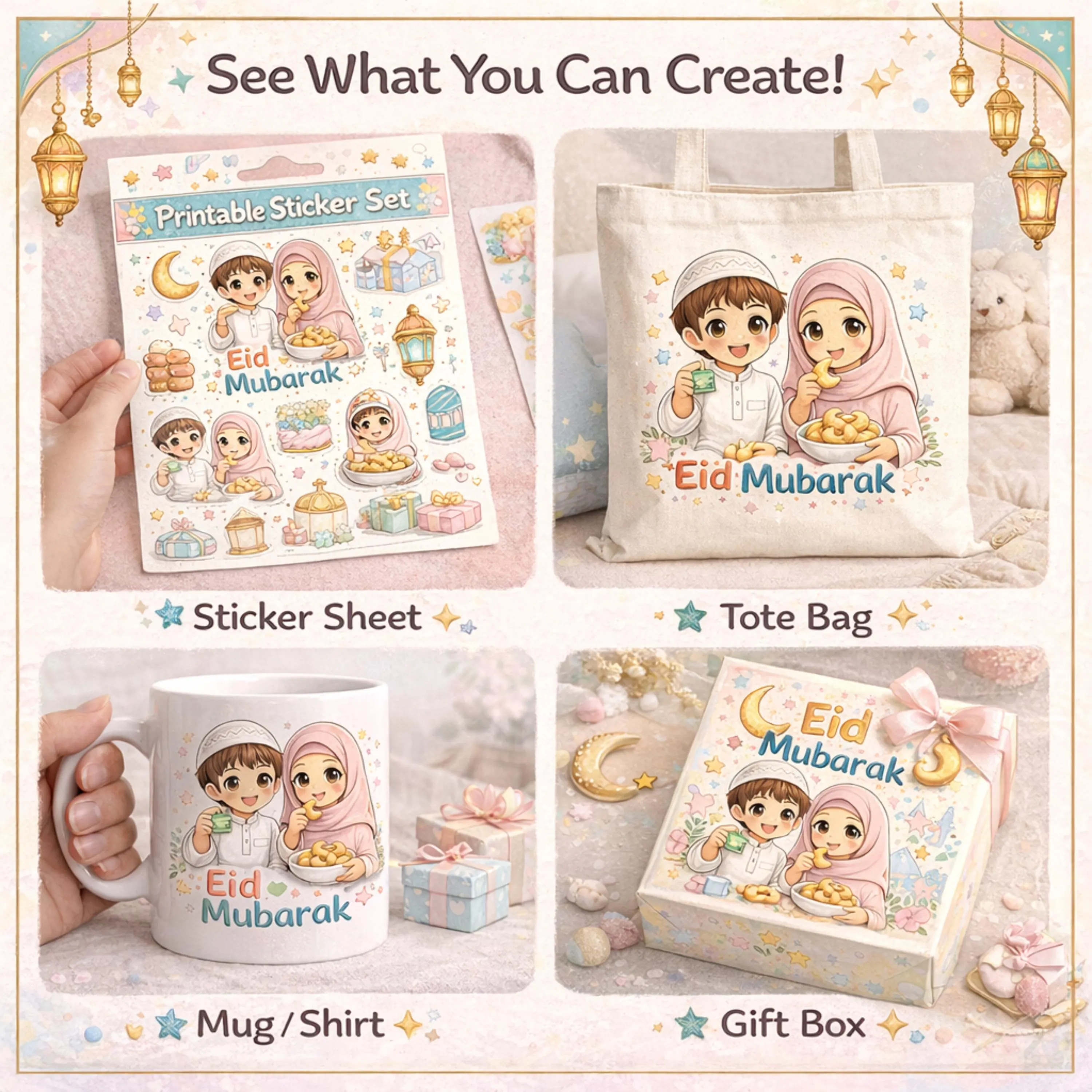 Eid Kids Clipart Bundle • Muslim Children Illustrations (25 PNG) - image 5