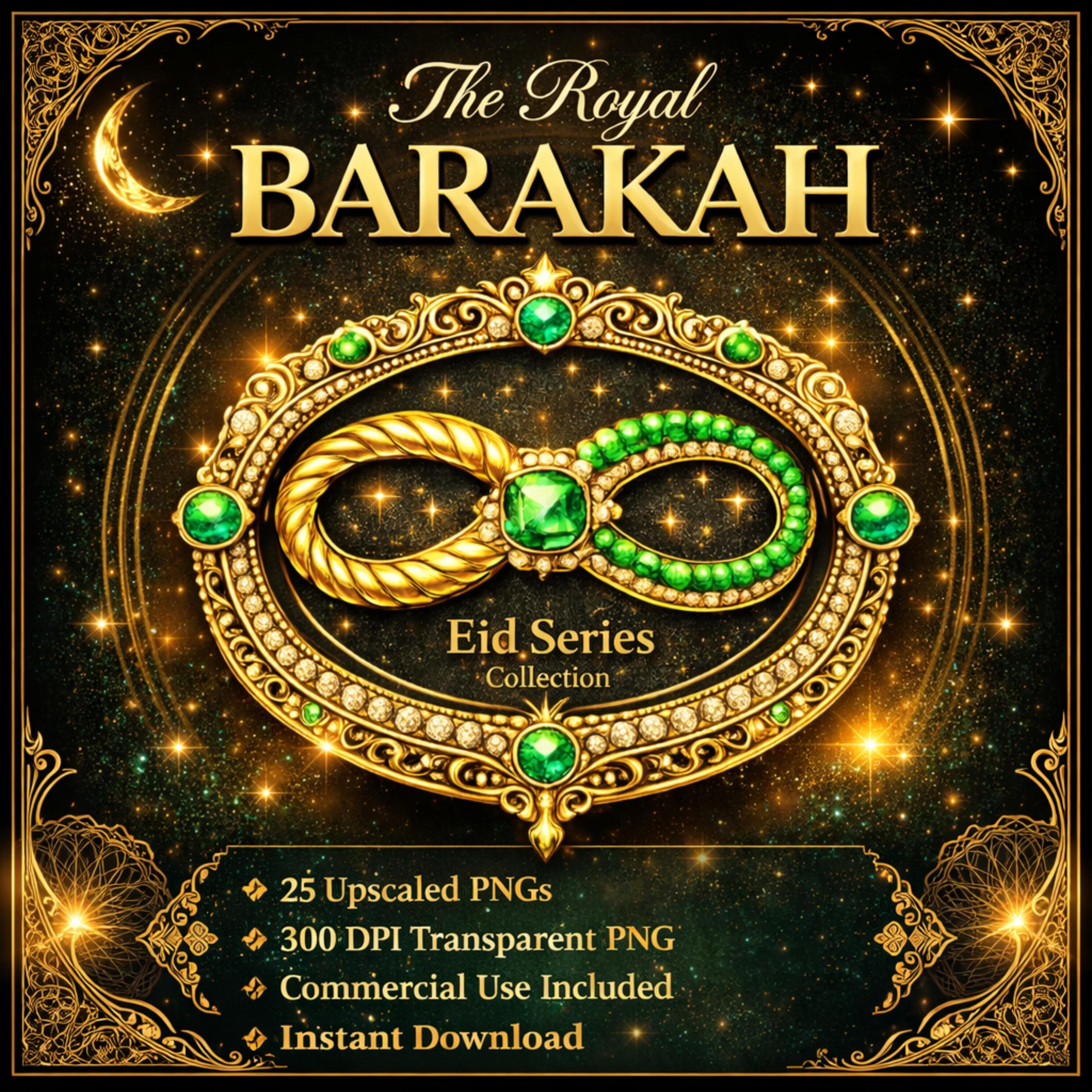 Royal Barakah Eid PNG Clipart, 25 Islamic Ramadan Stickers (Instant Download)