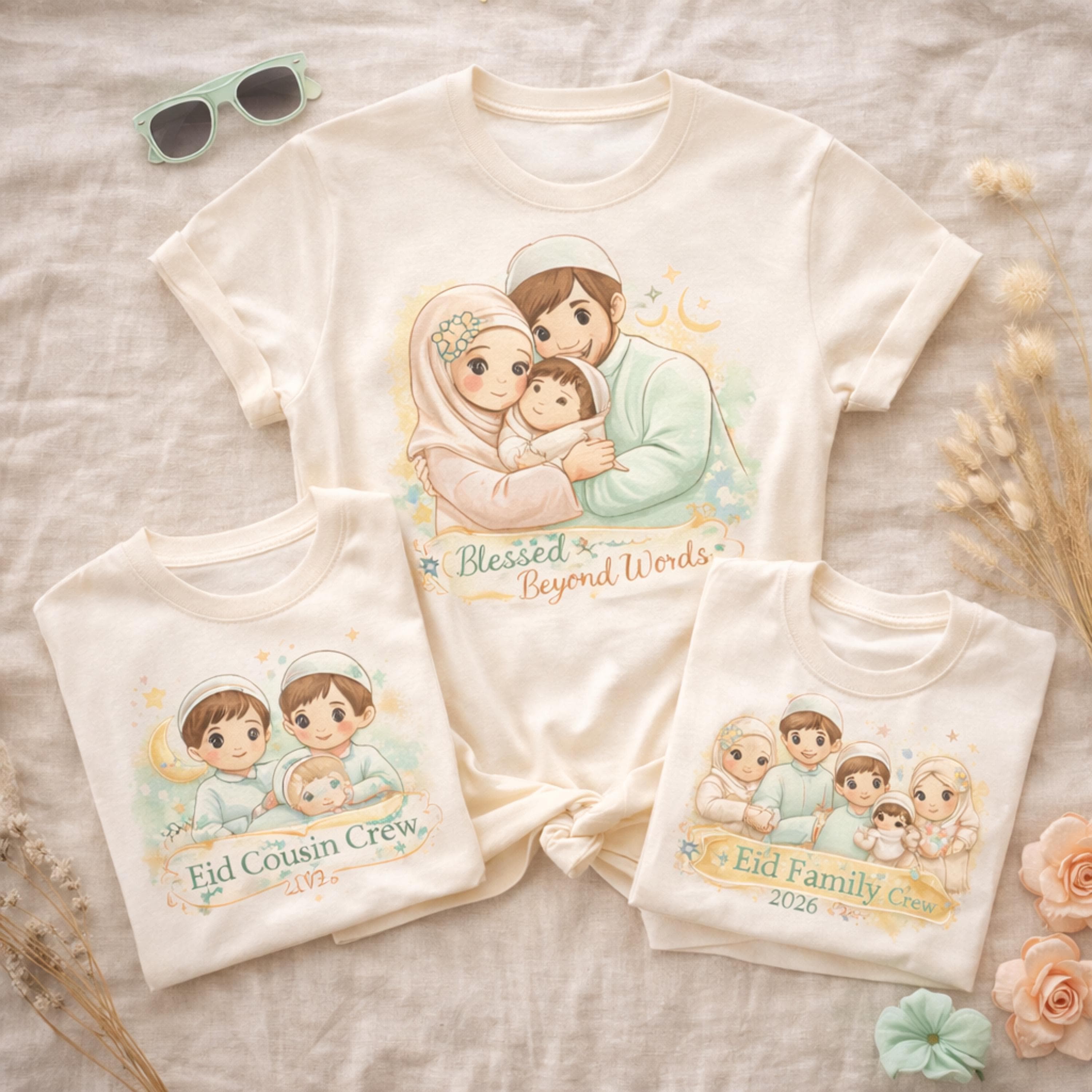 Little Crescent Kids Eid 2026 PNG Bundle – Pastel Muslim Family Designs (Digital Download) - image 5