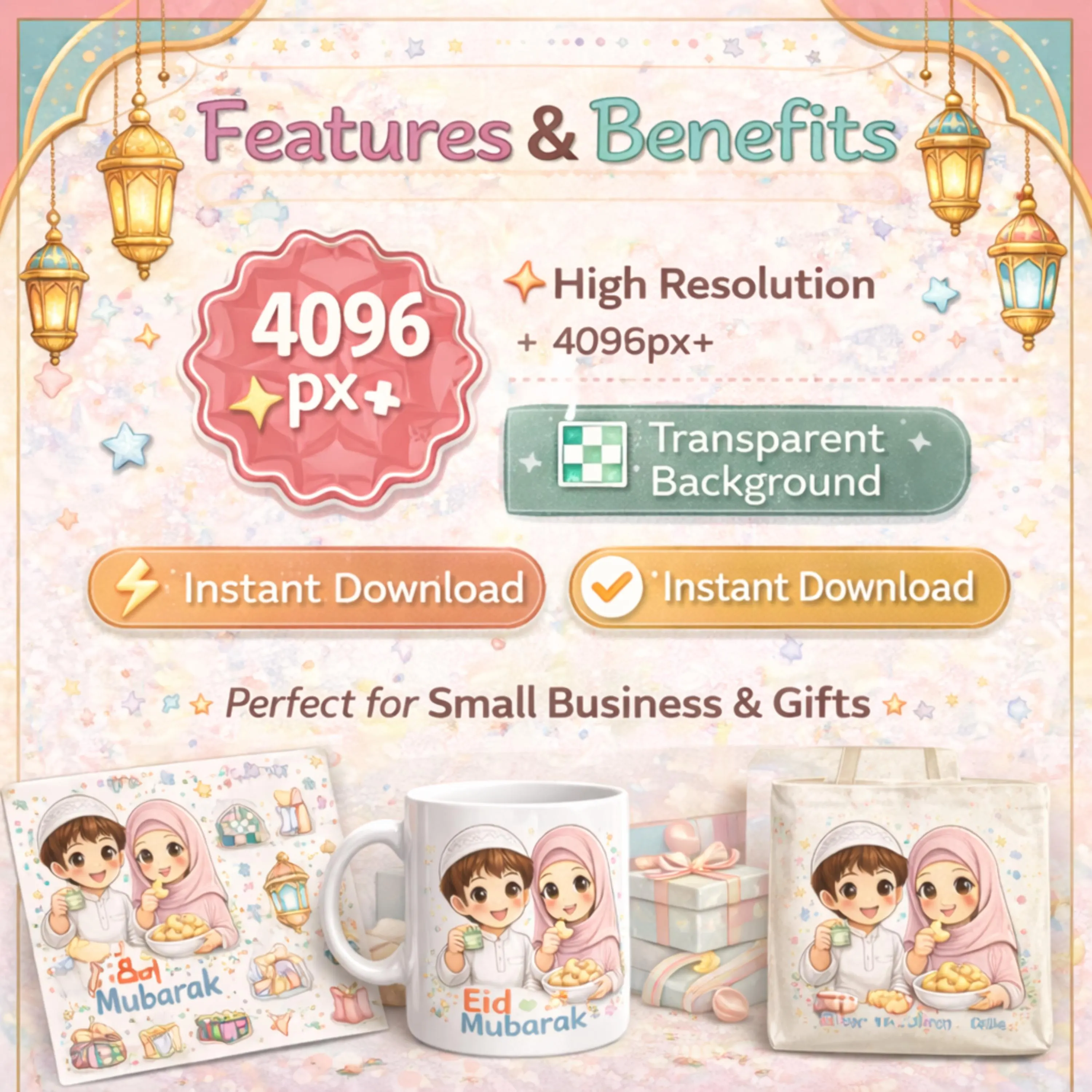 Eid Kids Clipart Bundle • Muslim Children Illustrations (25 PNG) - image 3