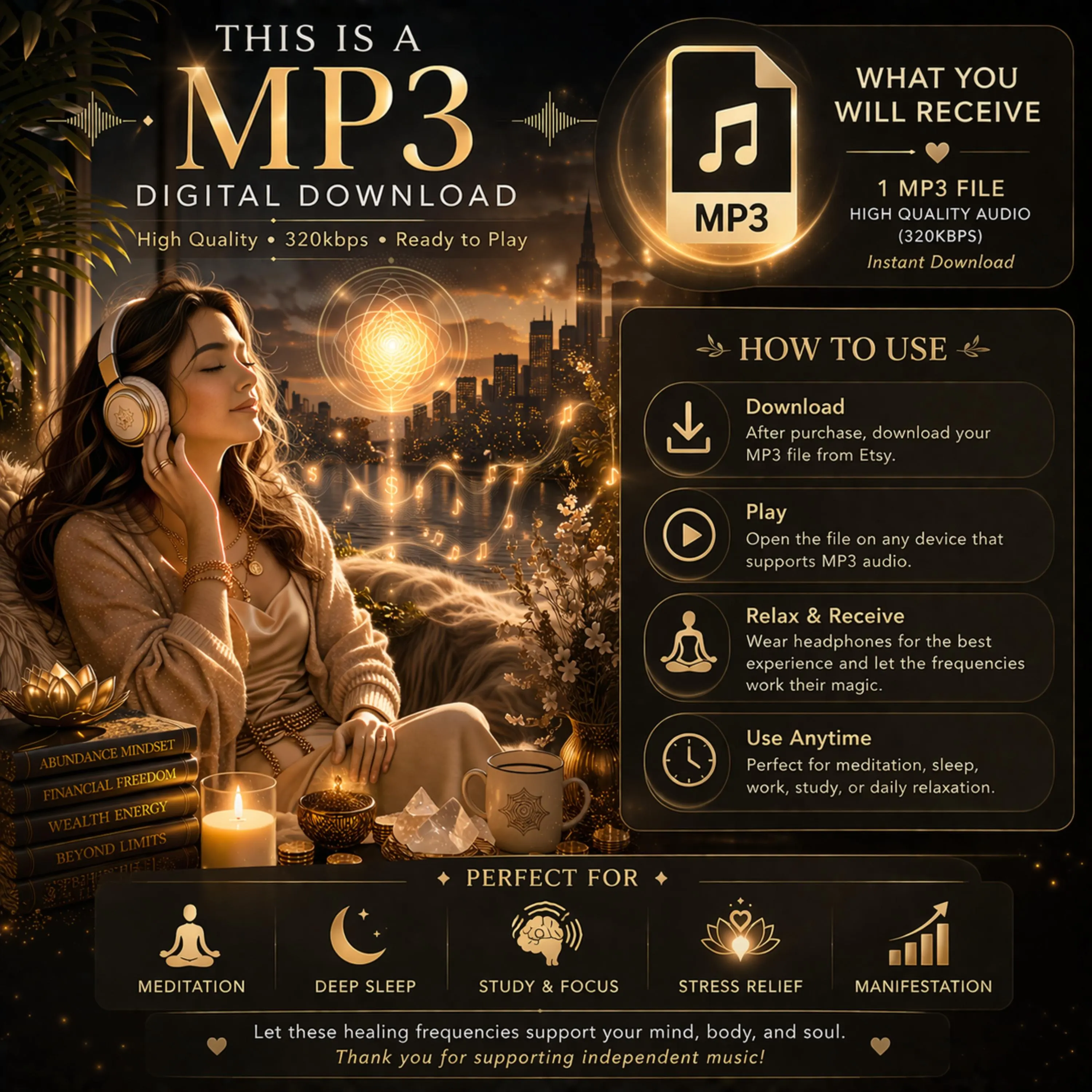 417Hz Sleep Music: Calm Mind, Anxiety Relief, Fall Asleep Fast (1 Hour MP3) - image 2