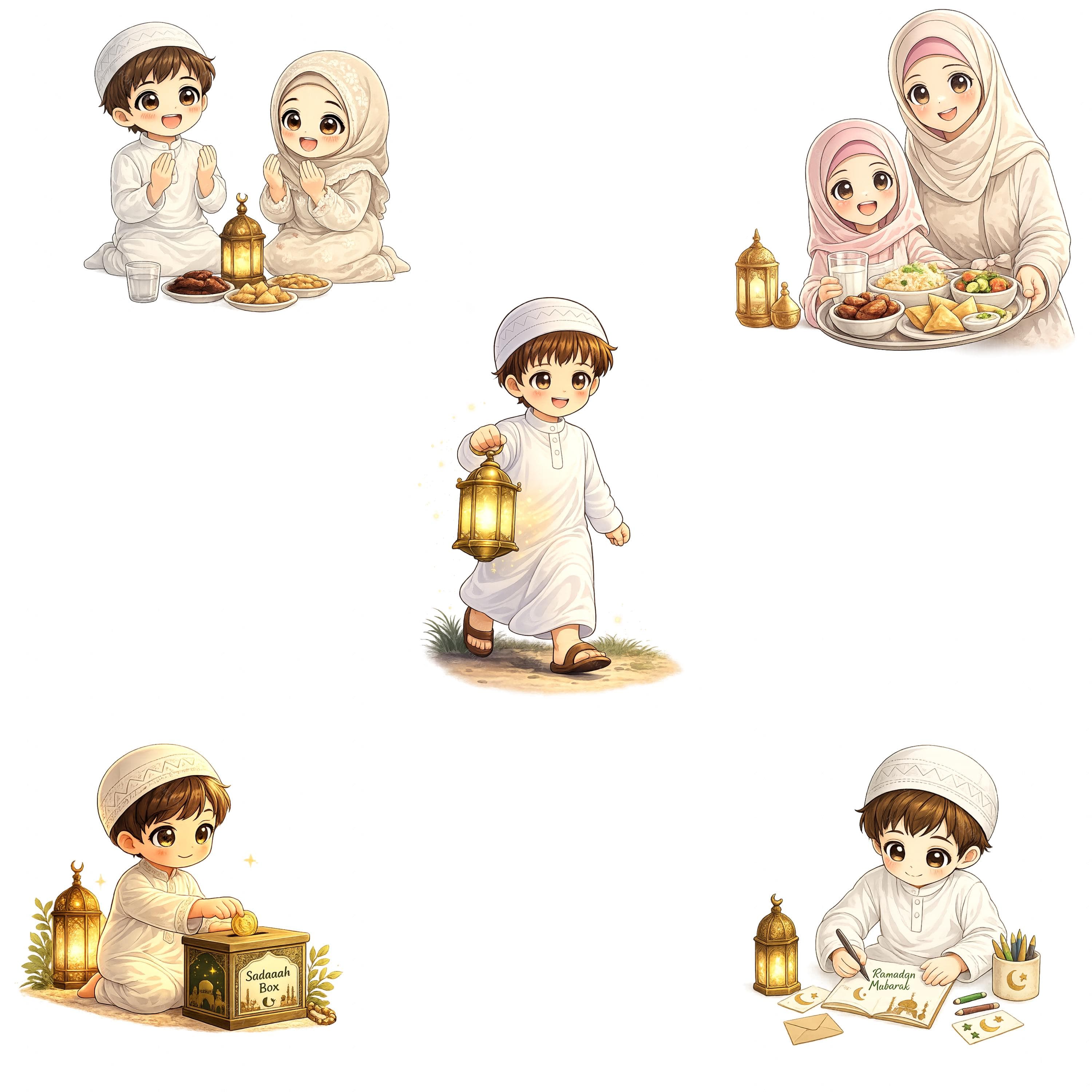 Ramadan Kids Clipart Bundle, Islamic Children PNG Files (Digital Download) - image 5