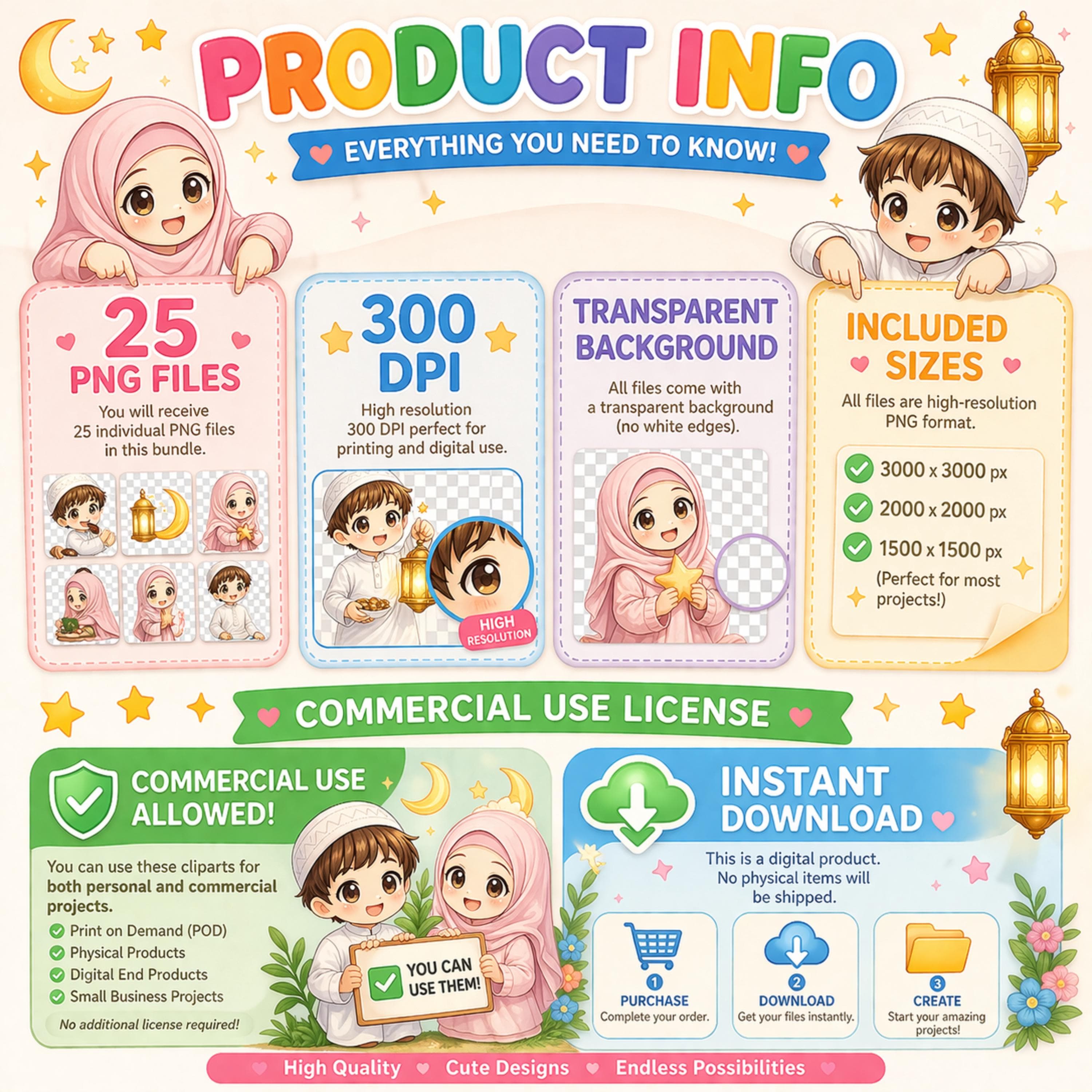 Ramadan Kids Clipart Bundle, Islamic Children PNG Files (Digital Download) - image 4