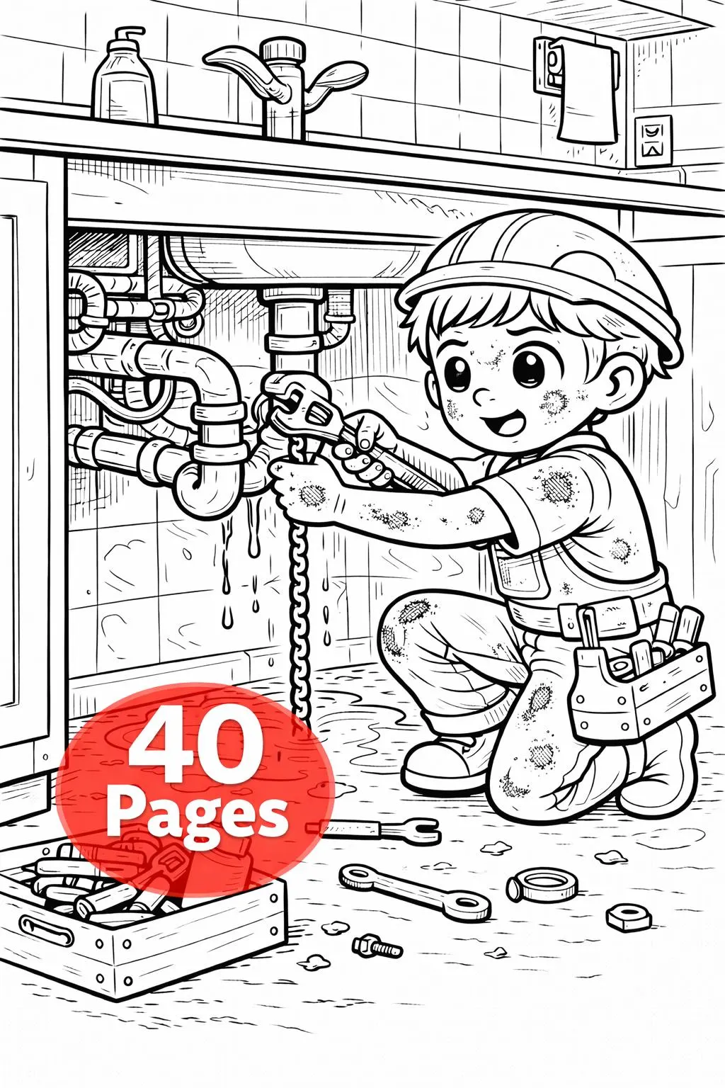 Little Engineer Coloring Book Bundle | 120 Pages, Fix Build Invent (Digital Download) - image 4