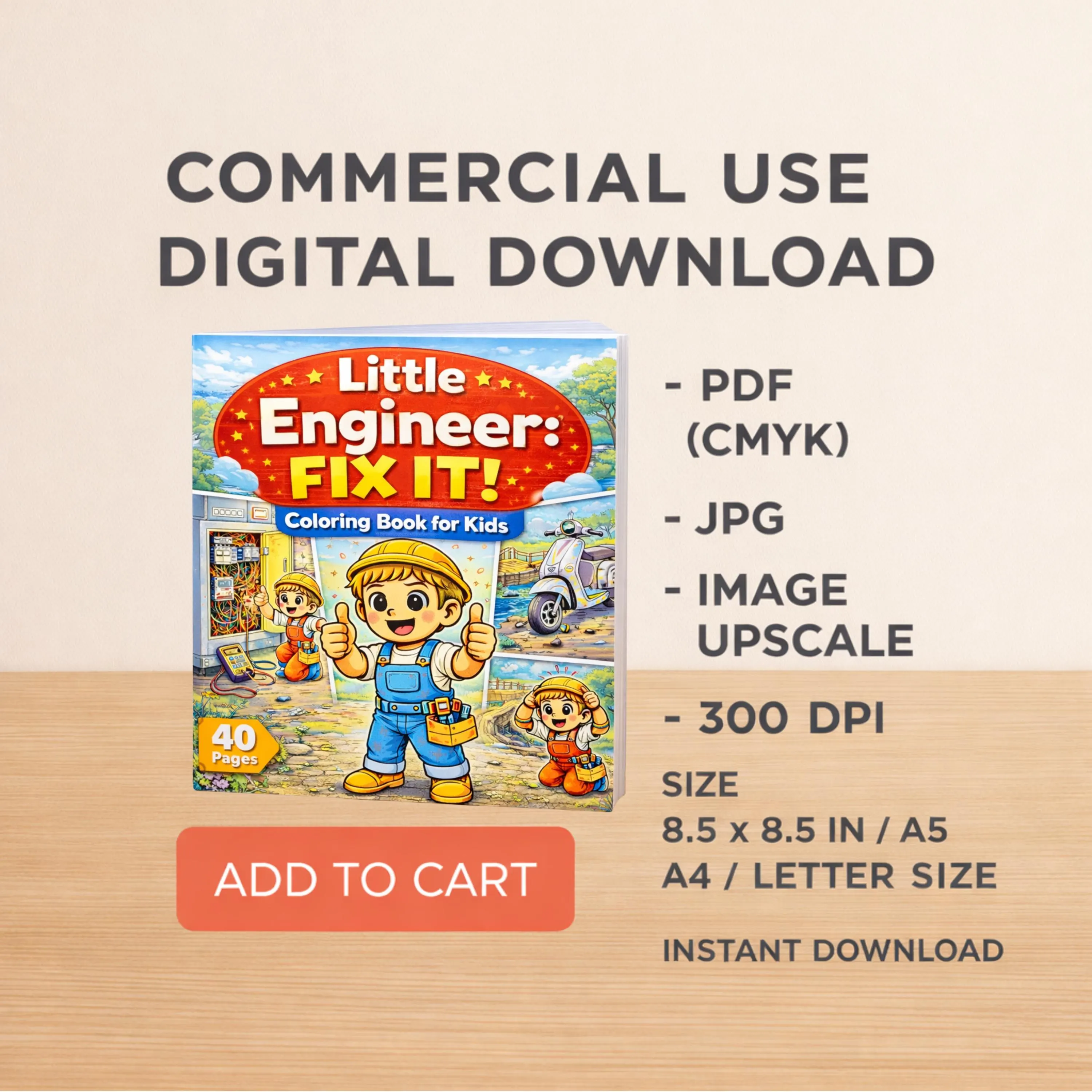 Little Engineer Coloring Book Bundle | 120 Pages, Fix Build Invent (Digital Download) - image 3