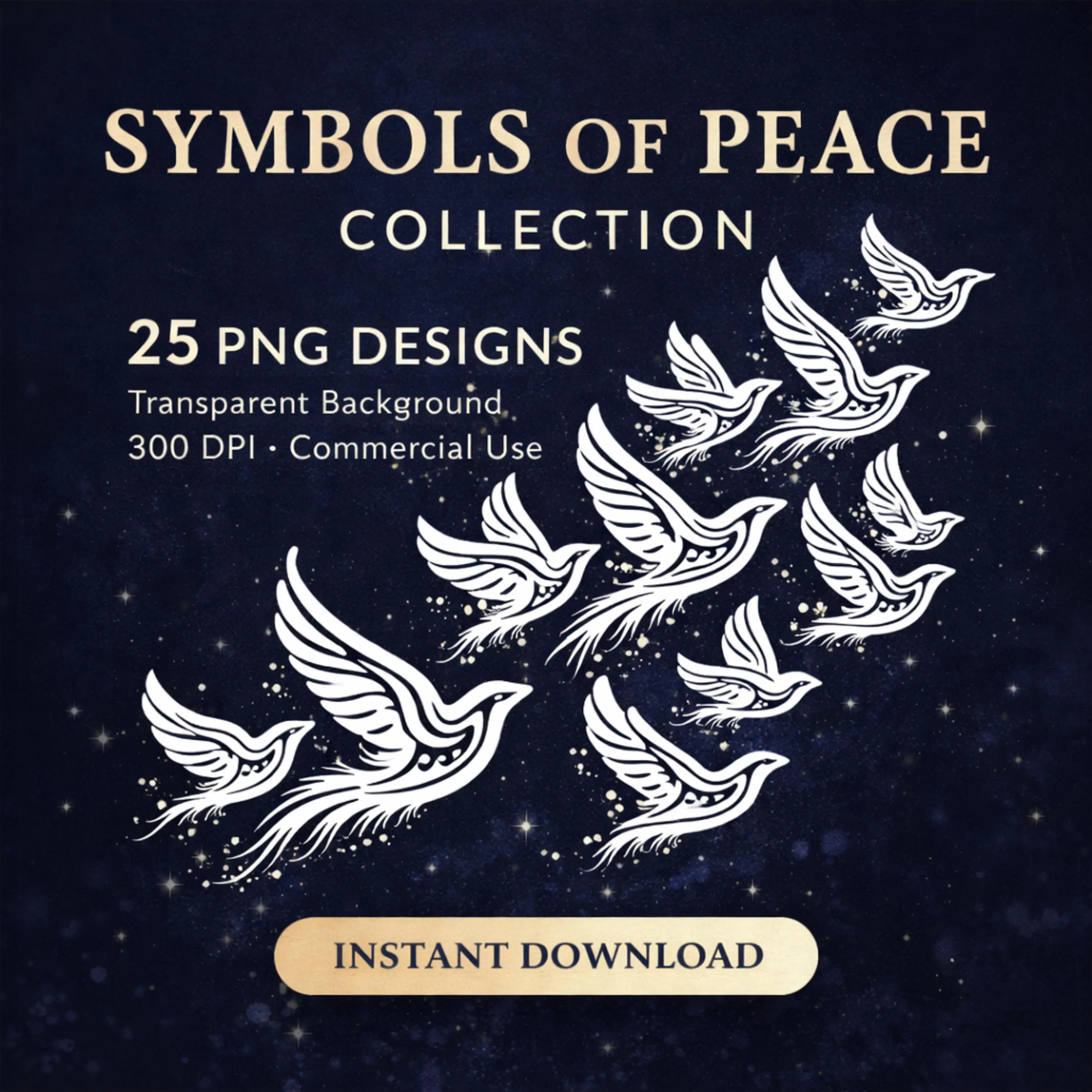 Symbols of Peace Clipart Bundle – 25 Spiritual PNG Designs (Instant Download)