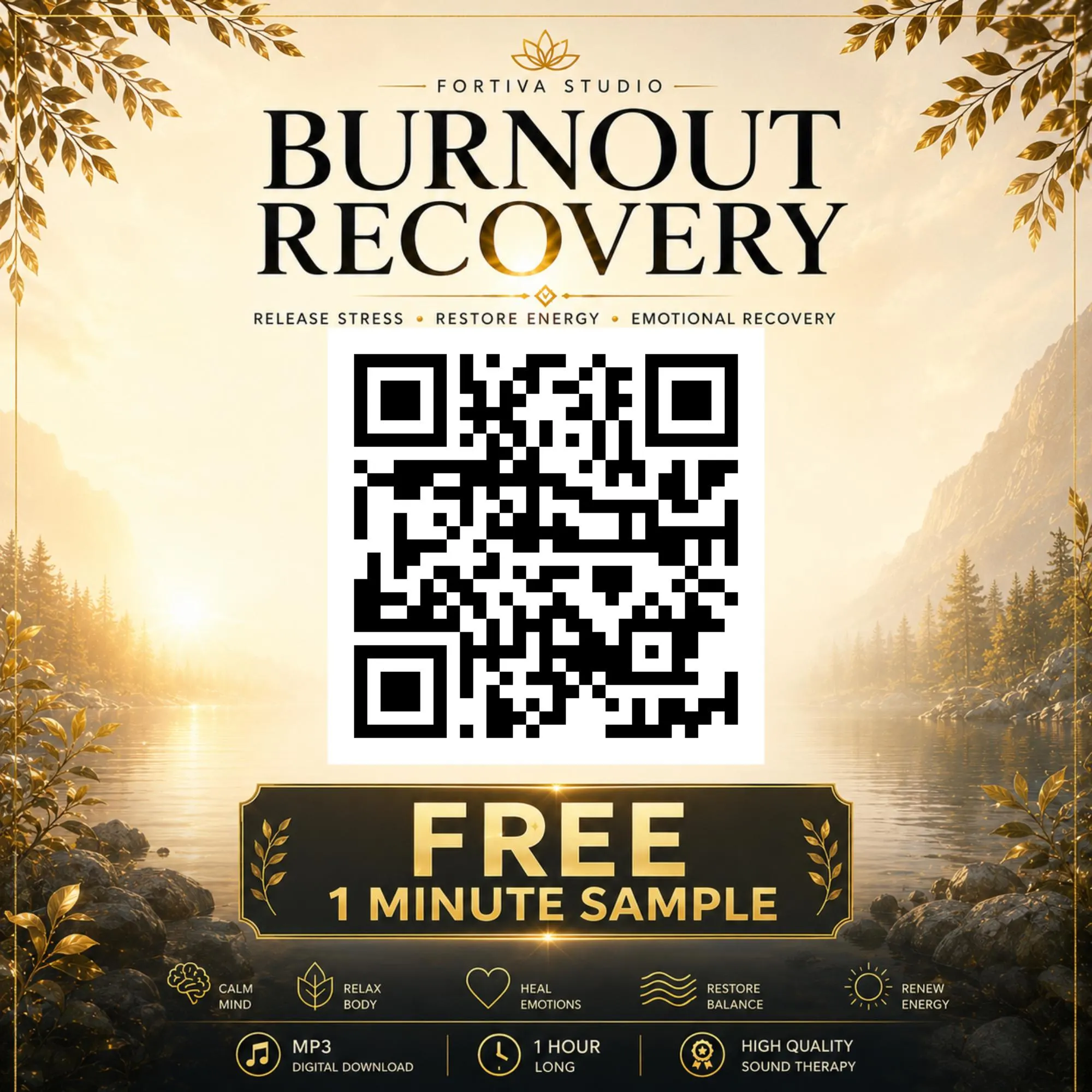 Burnout Recovery Meditation MP3, 396Hz 417Hz 528Hz, Stress Relief (1 Hour Download) - image 4