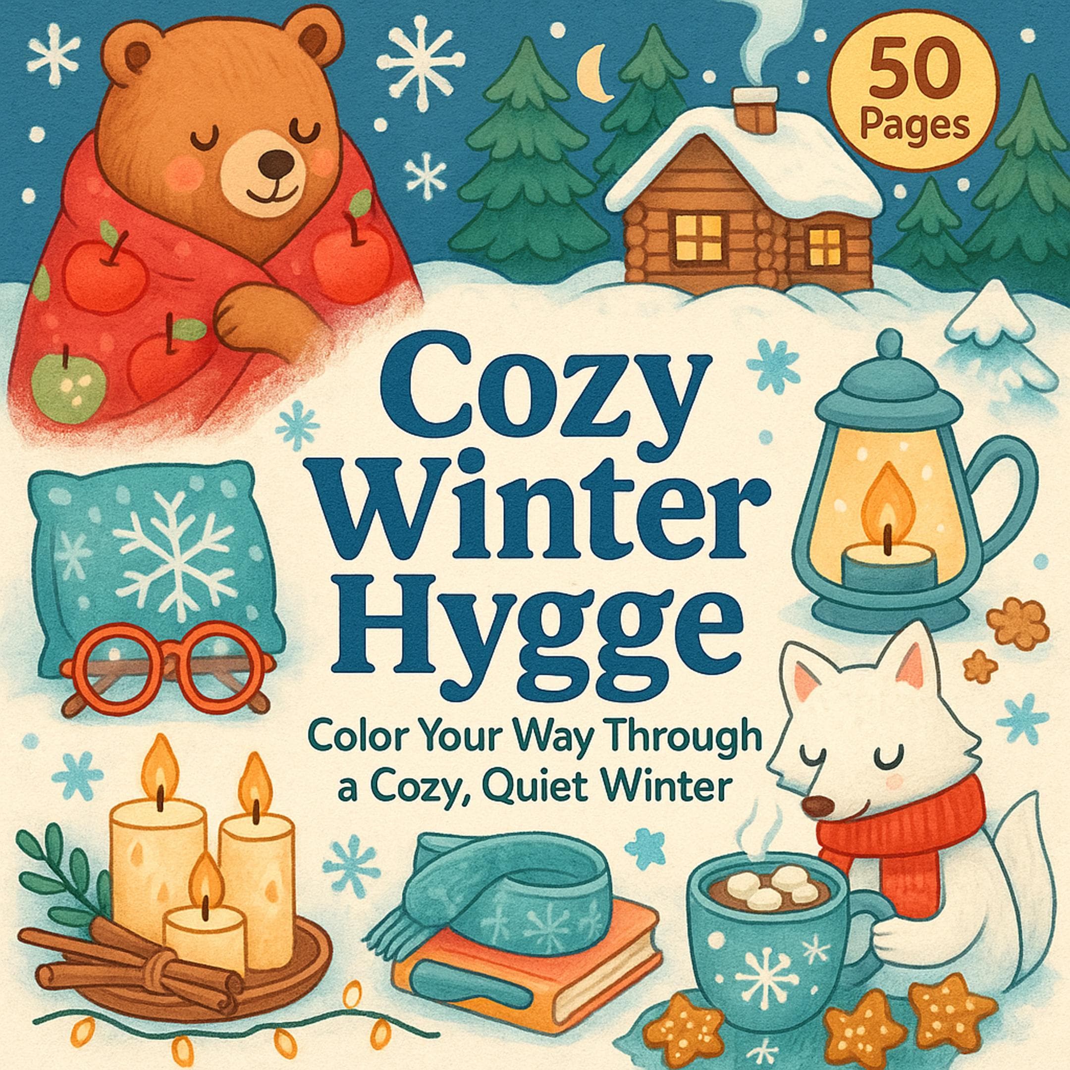 Winter Hygge Book | 50 Pages Printable | PDF JPG CMYK | A4 Letter 8.5x8.5 | Commercial Use - image 4