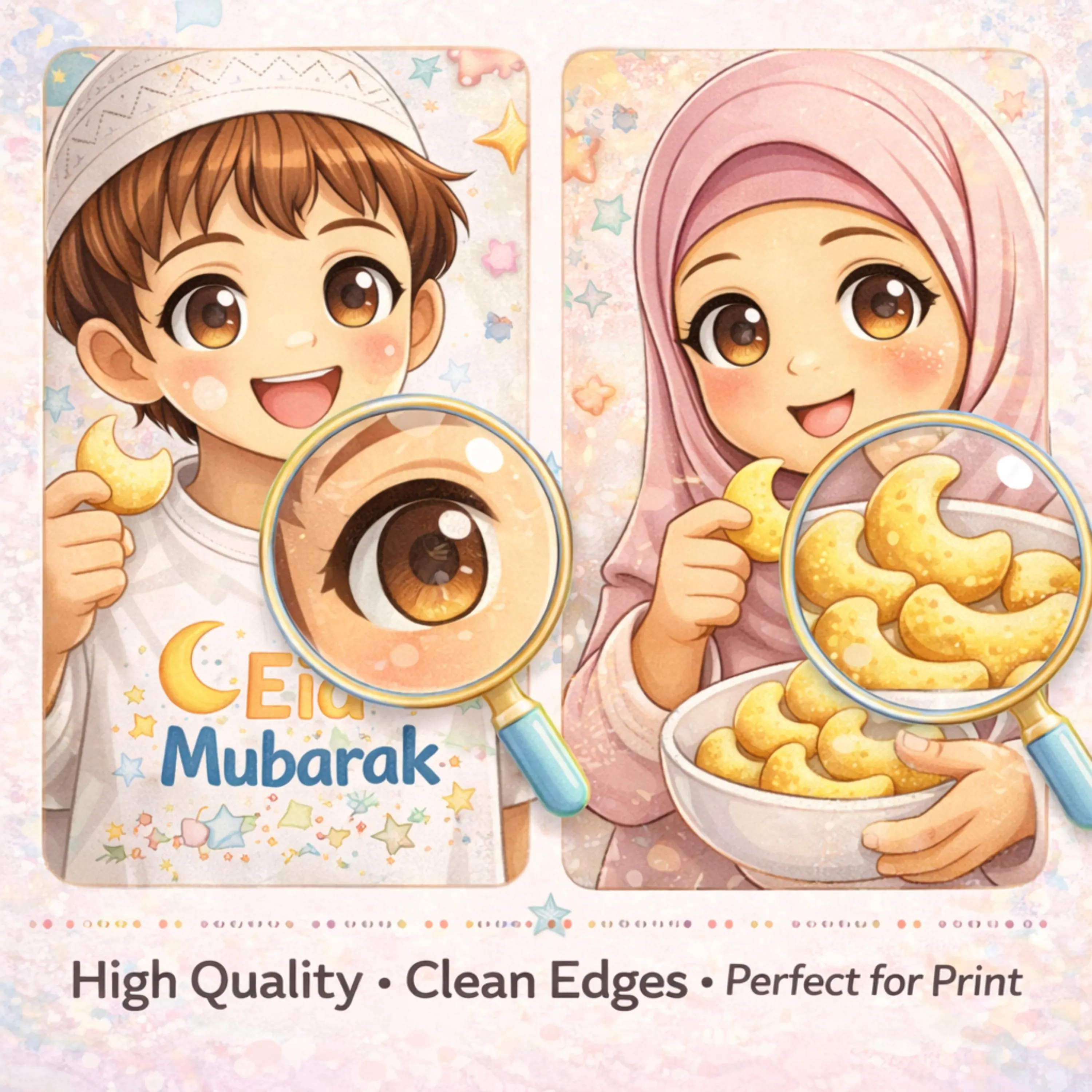 Eid Kids Clipart Bundle • Muslim Children Illustrations (25 PNG) - image 4
