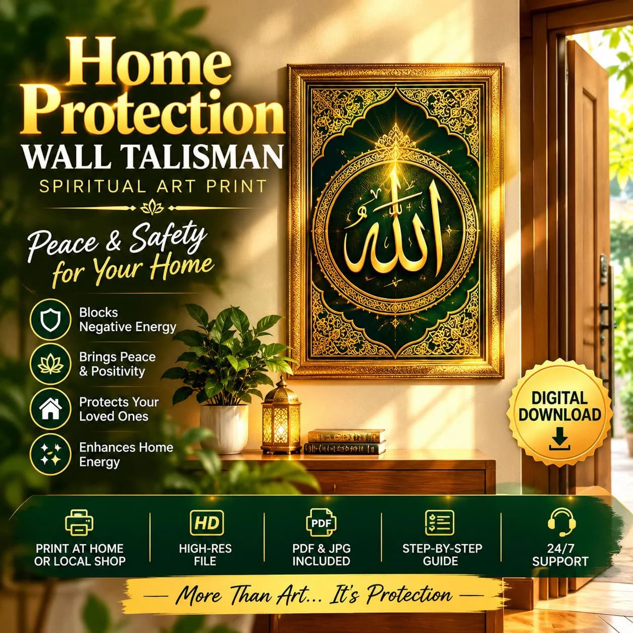Home Protection Wall Talisman, Spiritual Digital Print for Evil Eye, Negative Energy & Home Blessings, Printable Protective Wall Art