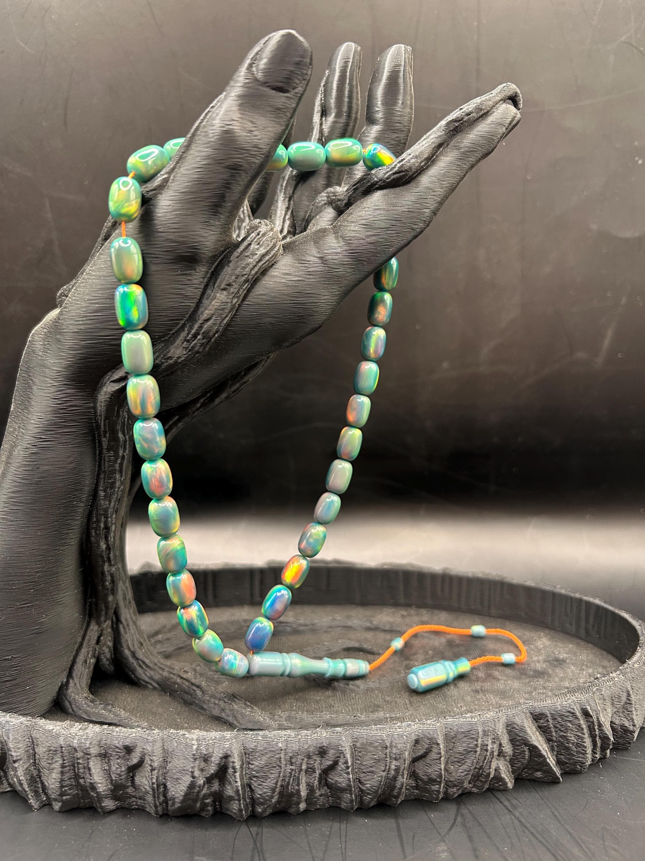 Green Opal Tasbih Prayer Beads, Natural Gemstone Misbaha, Islamic Dhikr Rosary