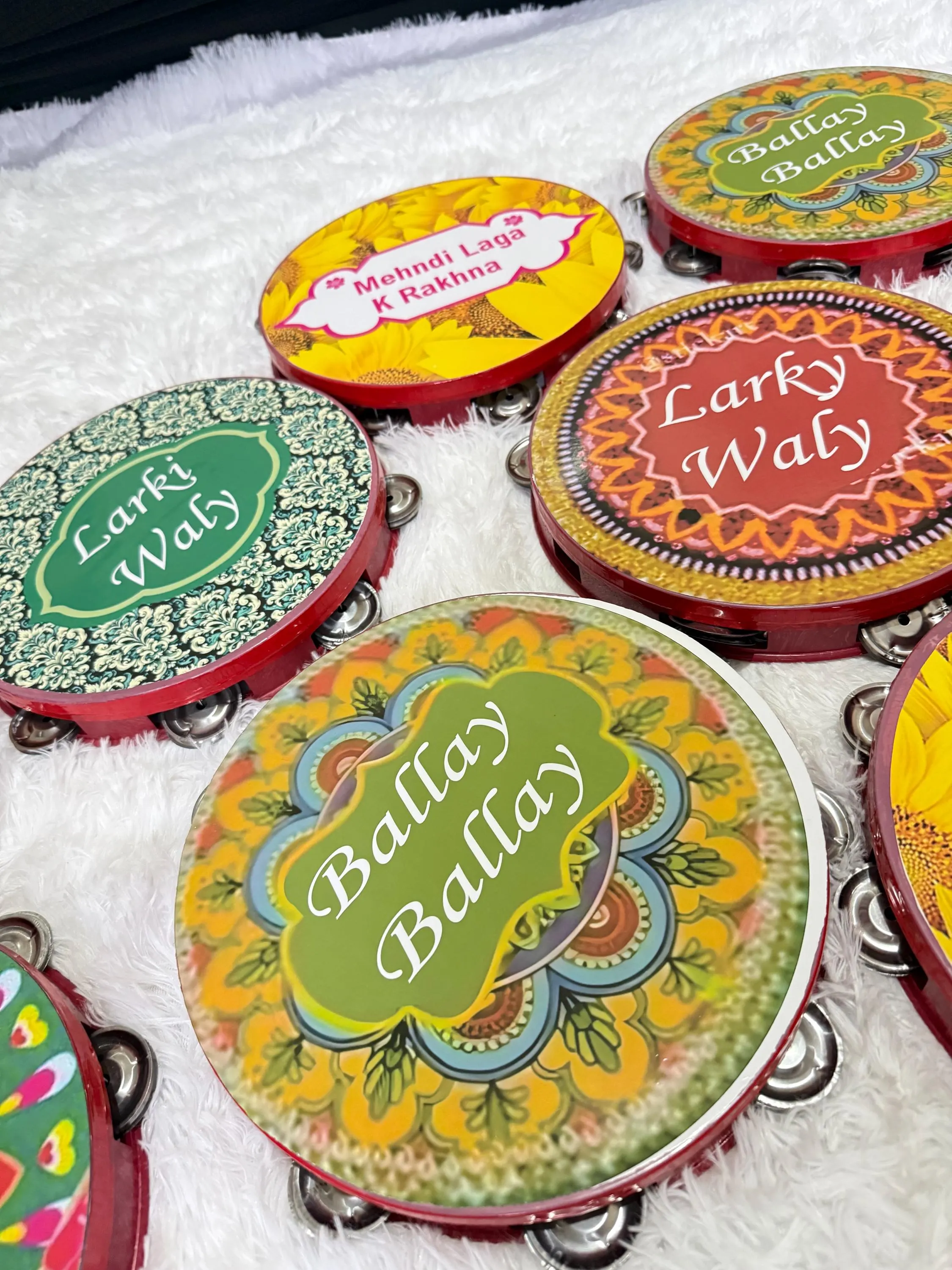 Mehndi Dafli Tambourine Props Set of 3 | Hand Painted Punjabi Wedding Decor - image 5