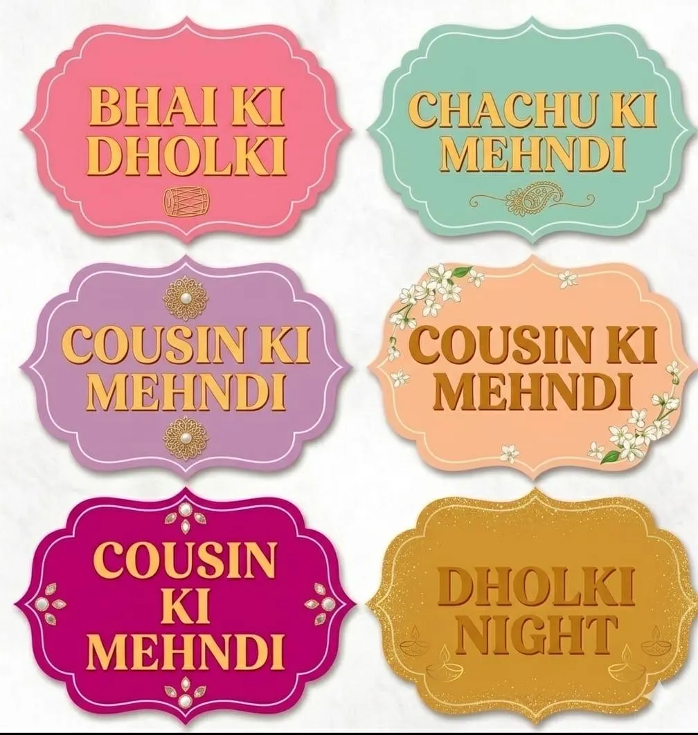 Desi Wedding Photo Booth Props, Mehndi Dholki Signs, Pakistani Indian Celebration Decor - image 2