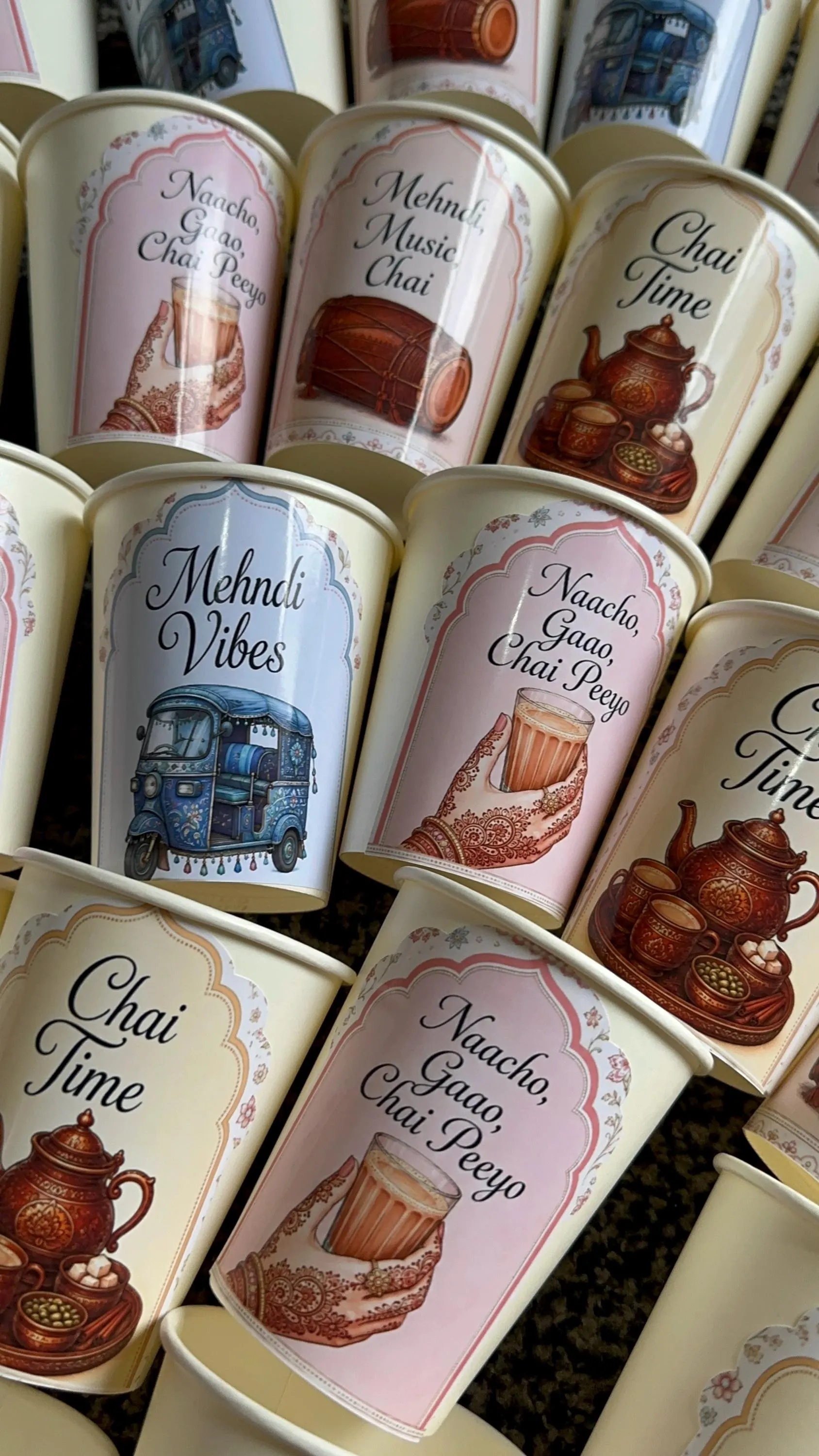 Personalised Mehndi Paper Cups | Custom Wedding Chai Favours (Pack of 10) - image 5