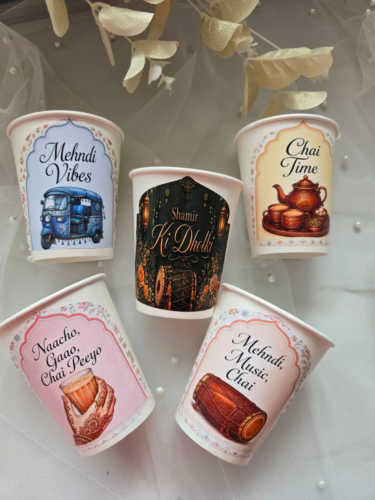 Personalised Mehndi Paper Cups | Custom Wedding Chai Favours (Pack of 10) - image 4