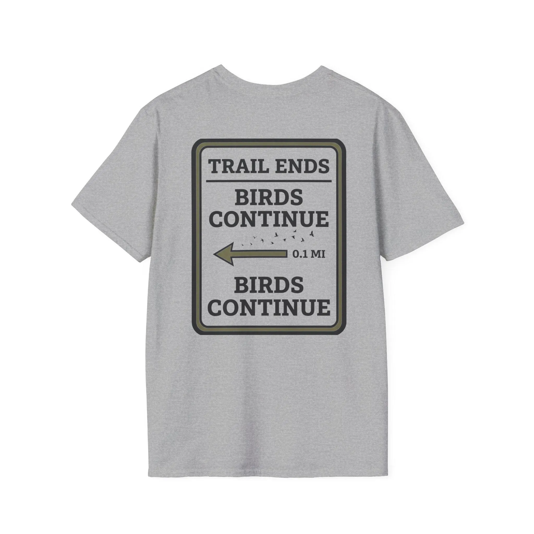 Trail Ends Birds Continue Shirt, Birdwatching Gift Idea, Funny Bird Nerd Tee, Retro Park Sign T-Shirt, Back Print - image 4