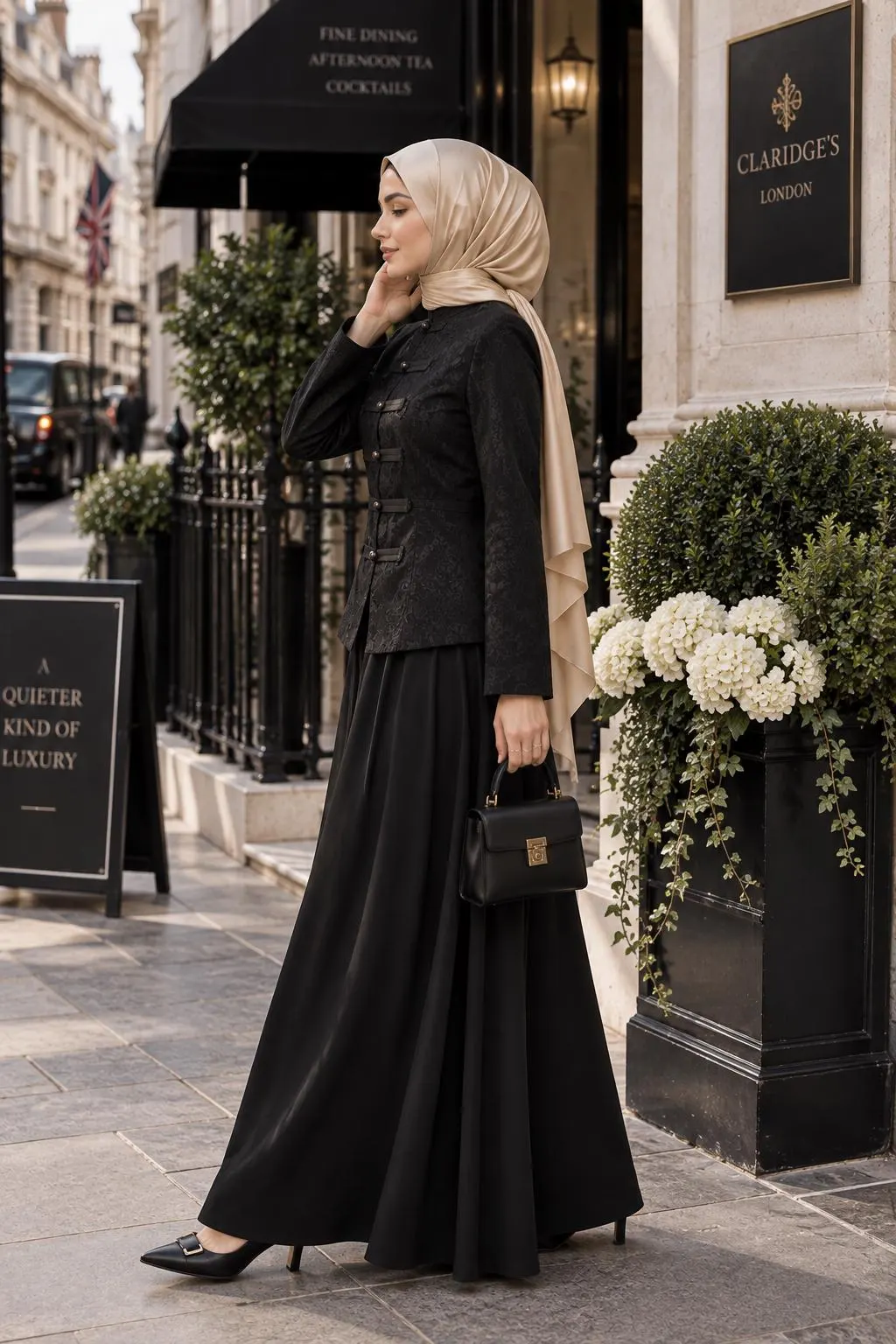 Modest Skirt Set | Black Lace Top & Maxi Skirt | Two Piece Muslim Outfit