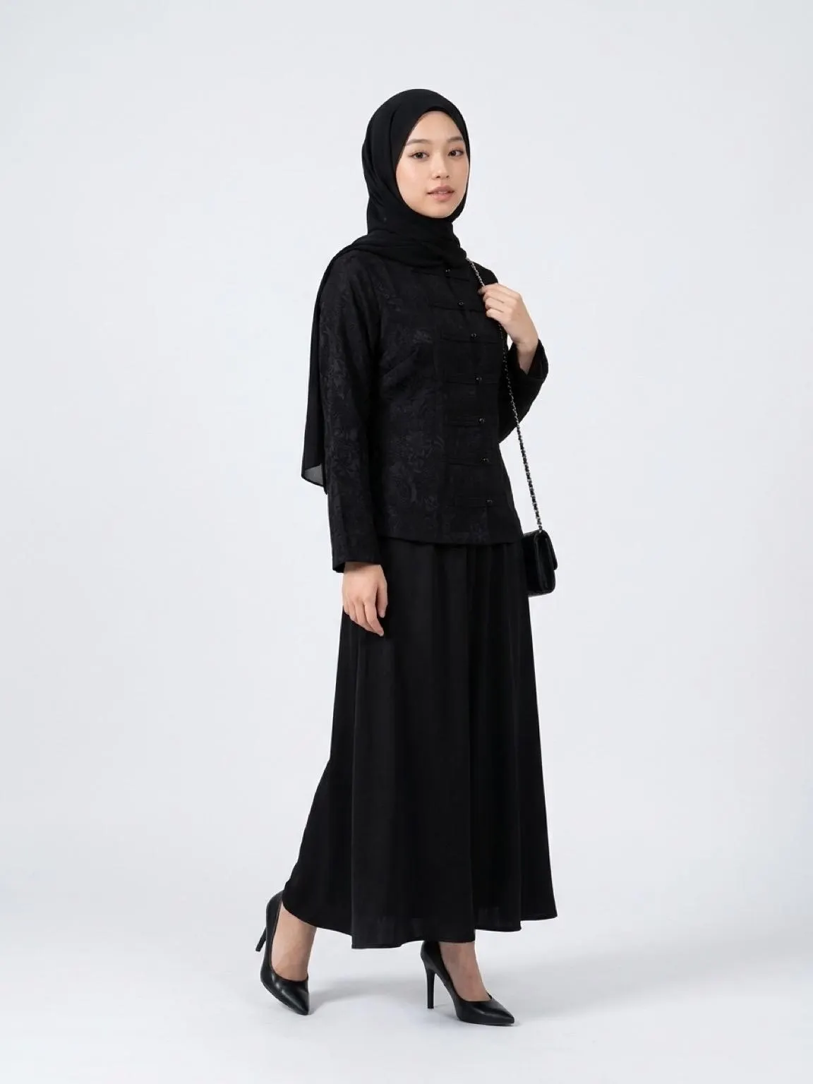Modest Skirt Set | Black Lace Top & Maxi Skirt | Two Piece Muslim Outfit - image 5