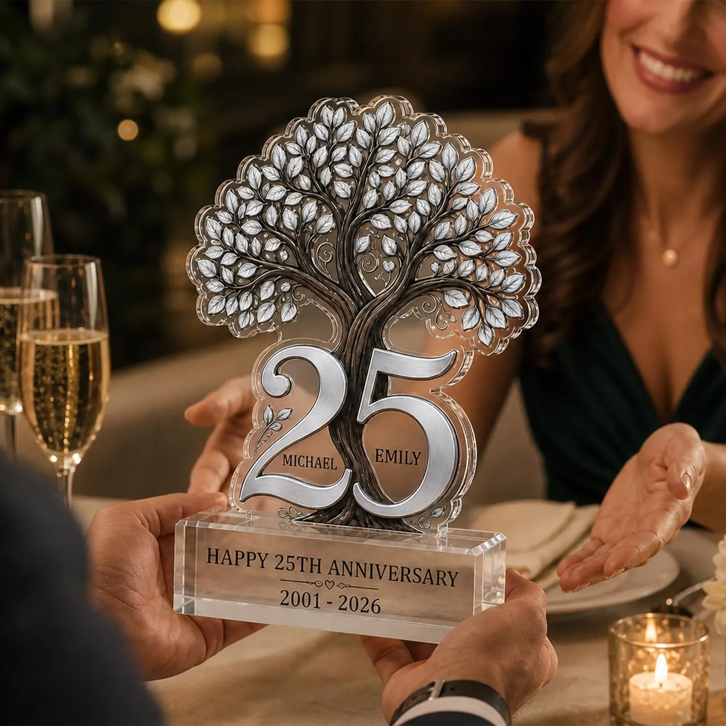 Personalized 25th Anniversary Acrylic Plaque, Custom Silver Anniversary Gift for Couple, Parents Wedding Keepsake - image 4