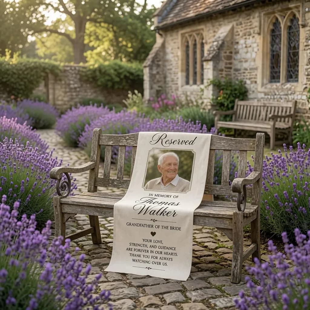 Wedding Memorial Chair Sign, Personalized Reserved Seat Banner, Custom Photo In Memory Wedding Ceremony Decor - image 3