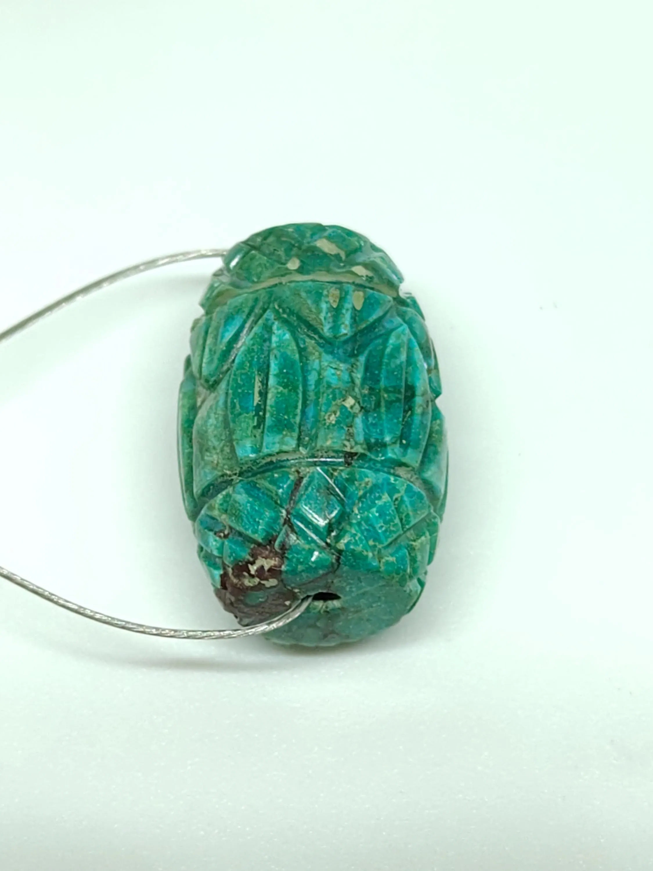 Turquoise Barrel Beads-  Antique vintage Stone Natural Undyed Tibetan Carved turquoise Bead For Gift - image 5