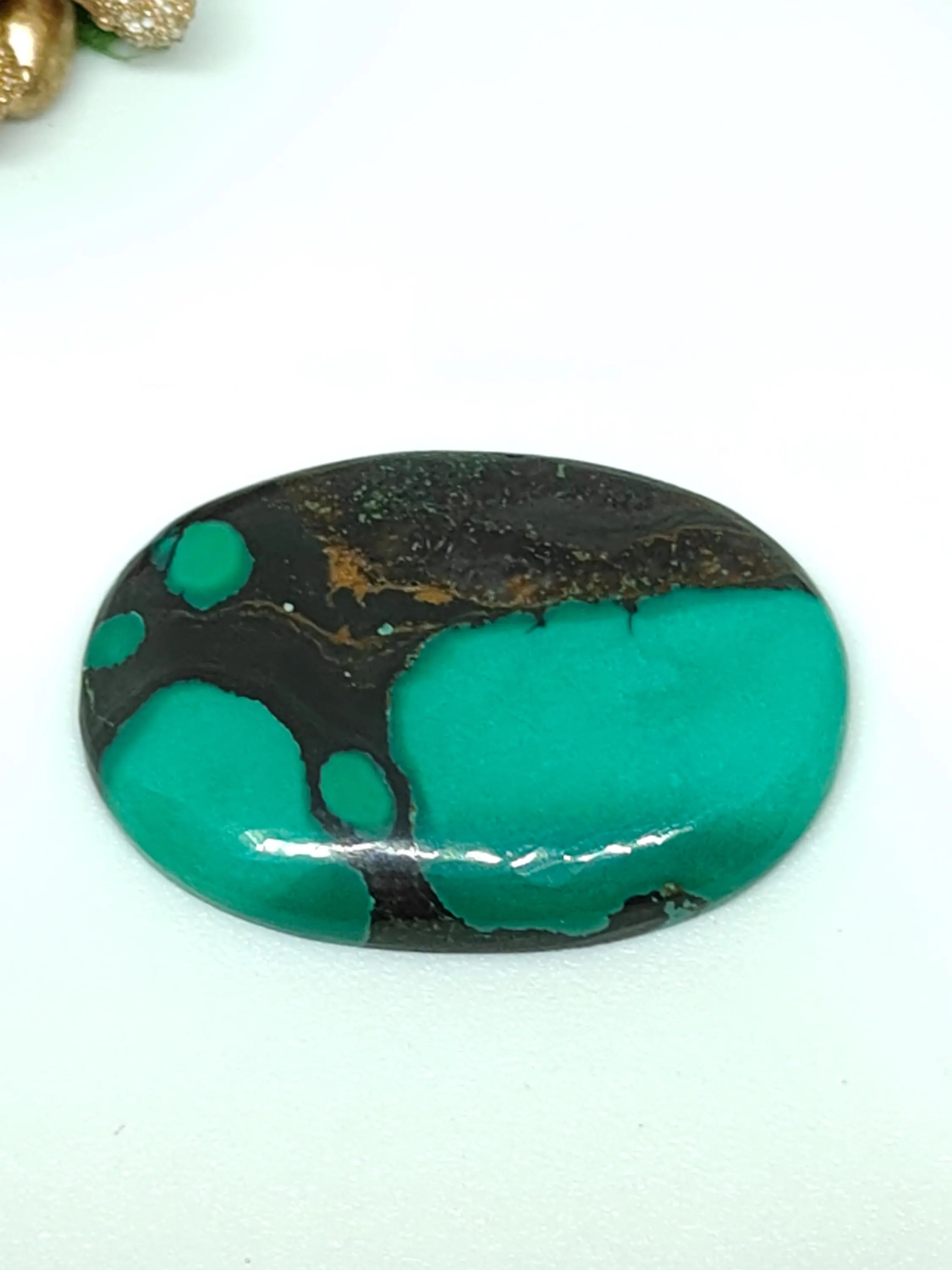 Green Turquoise Oval Cabochon: Genuine Natural Polished Stone  (28.5x20mm Approx.)